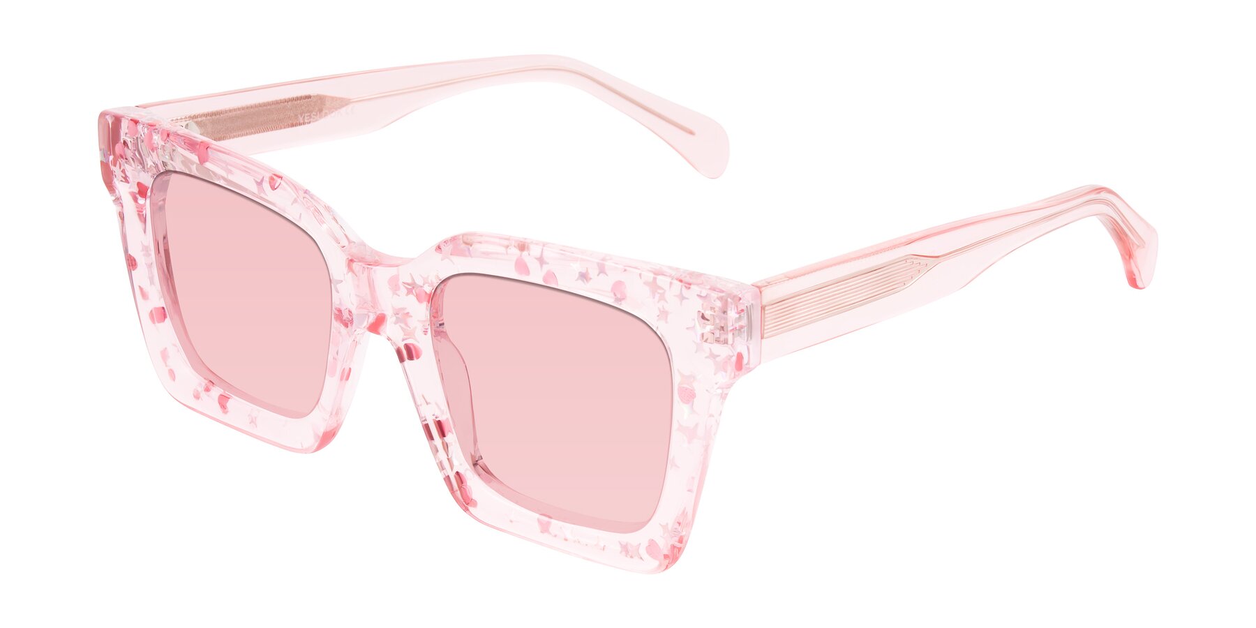 Angle of Piper in Sparkling Blush with Light Garnet Tinted Lenses