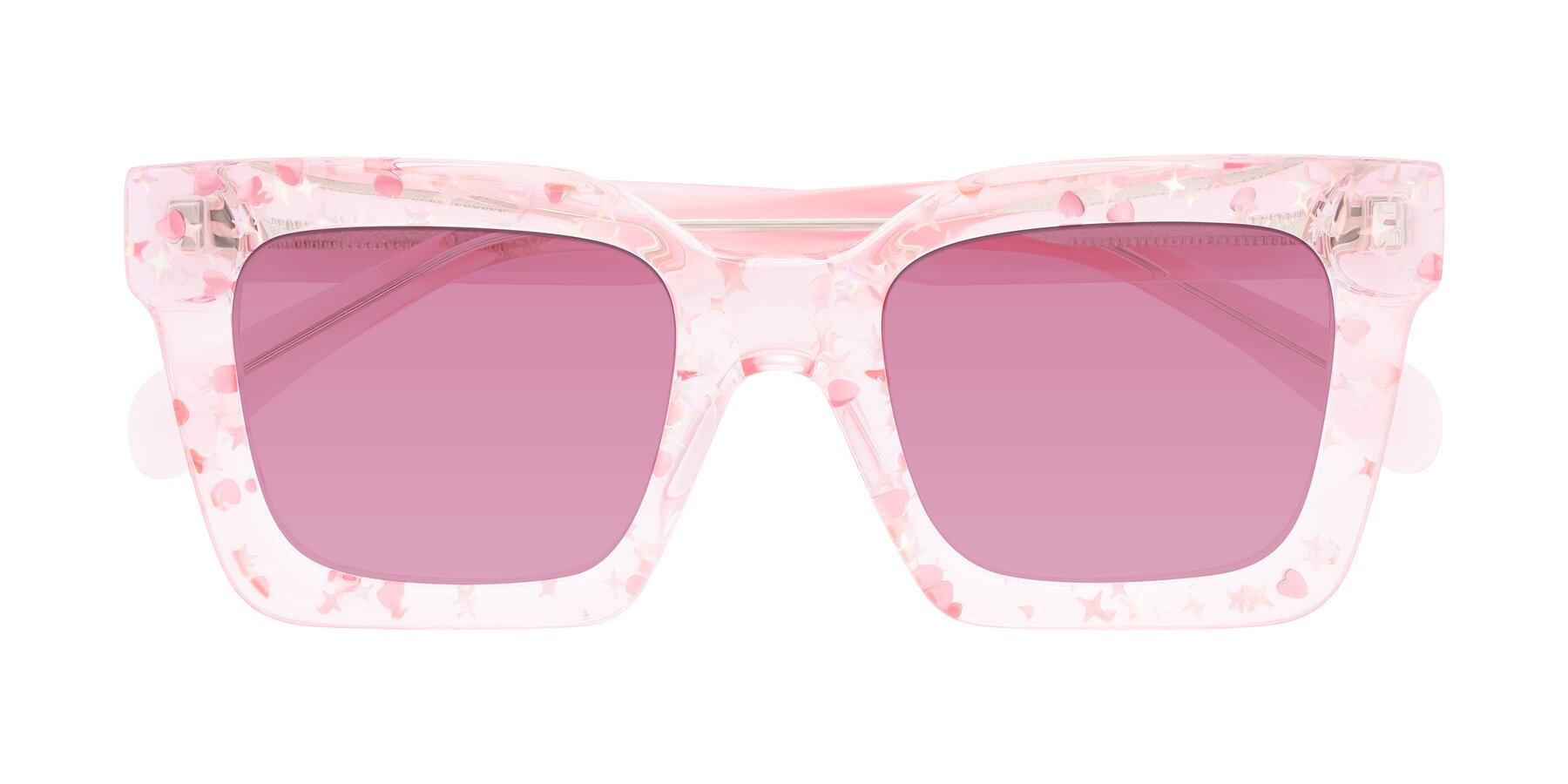 Folded Front of Piper in Sparkling Blush with Medium Wine Tinted Lenses