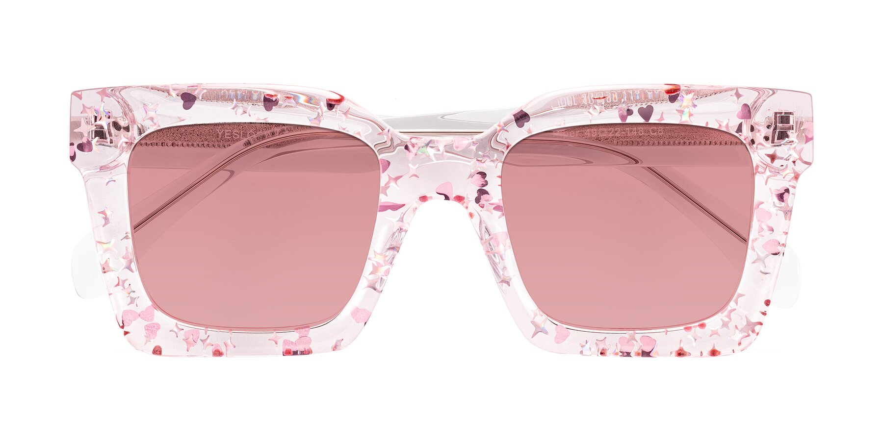 Folded Front of Piper in Sparkling Blush with Medium Garnet Tinted Lenses