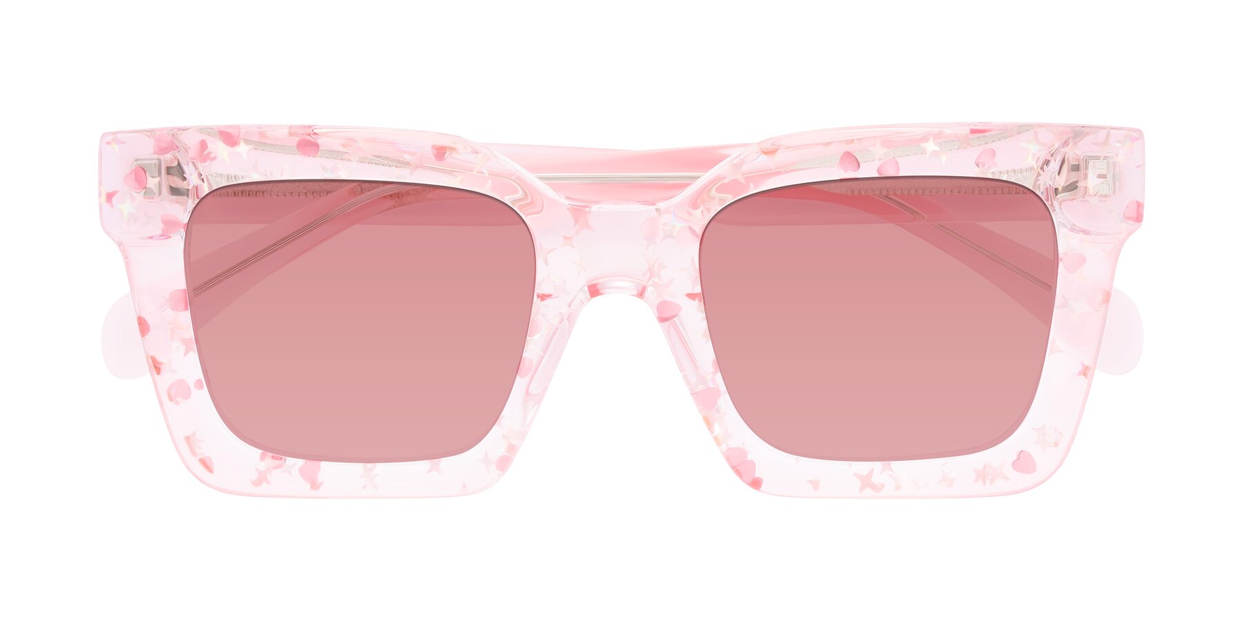 Folded Front of Piper in Sparkling Blush with Medium Garnet Tinted Lenses