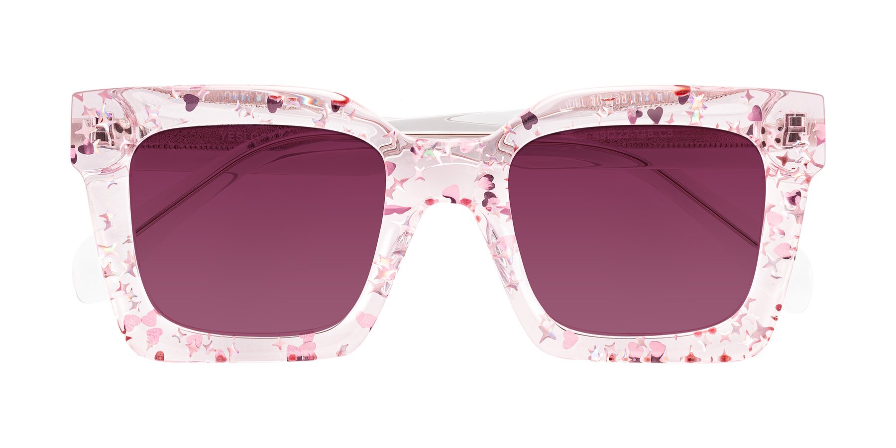 Folded Front of Piper in Sparkling Blush with Wine Tinted Lenses