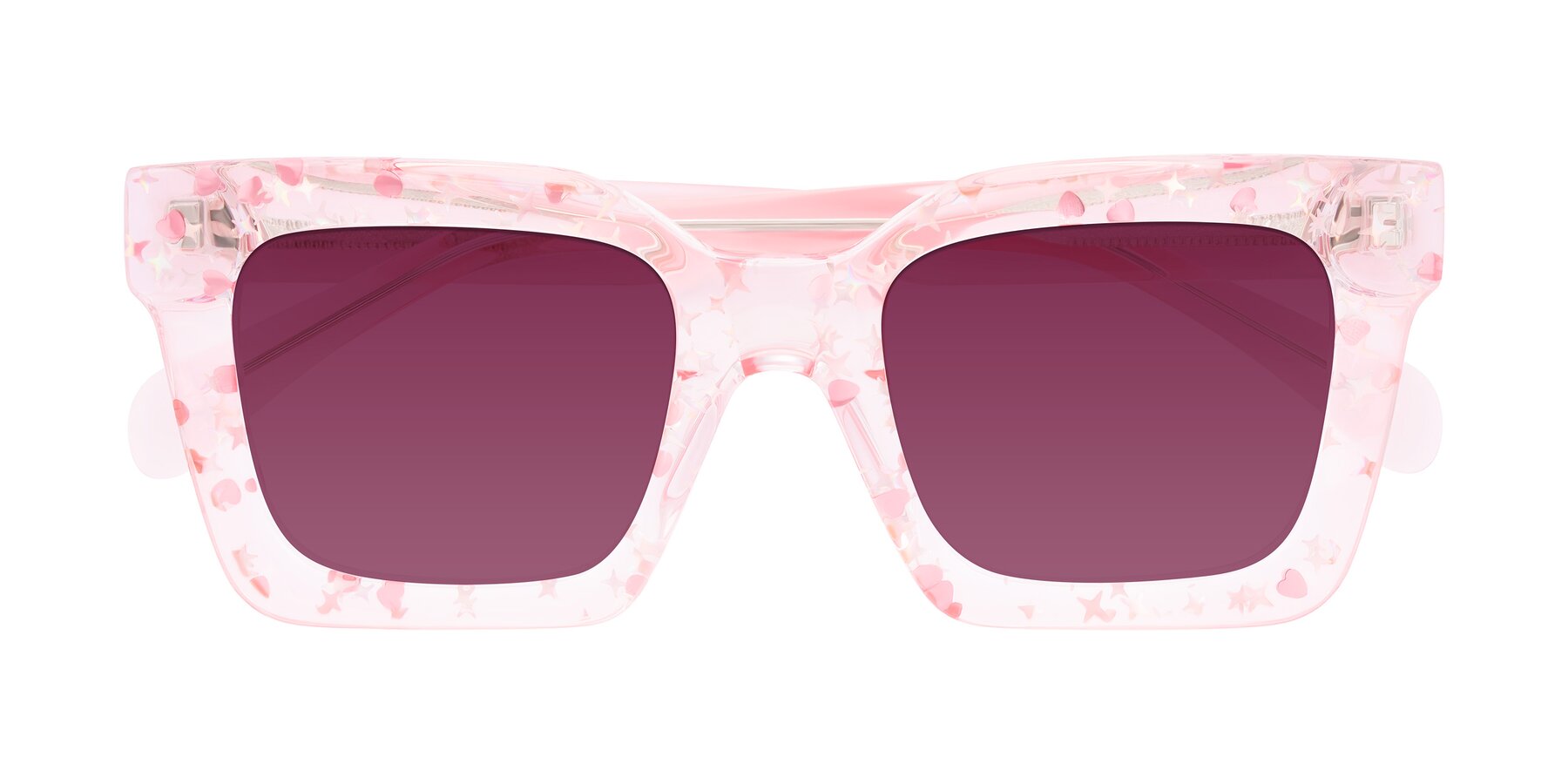 Folded Front of Piper in Sparkling Blush with Wine Tinted Lenses