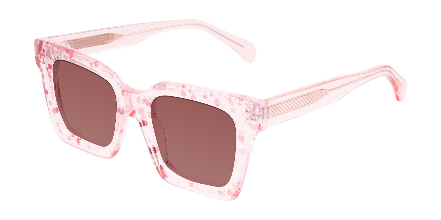 Angle of Piper in Sparkling Blush with Garnet Tinted Lenses