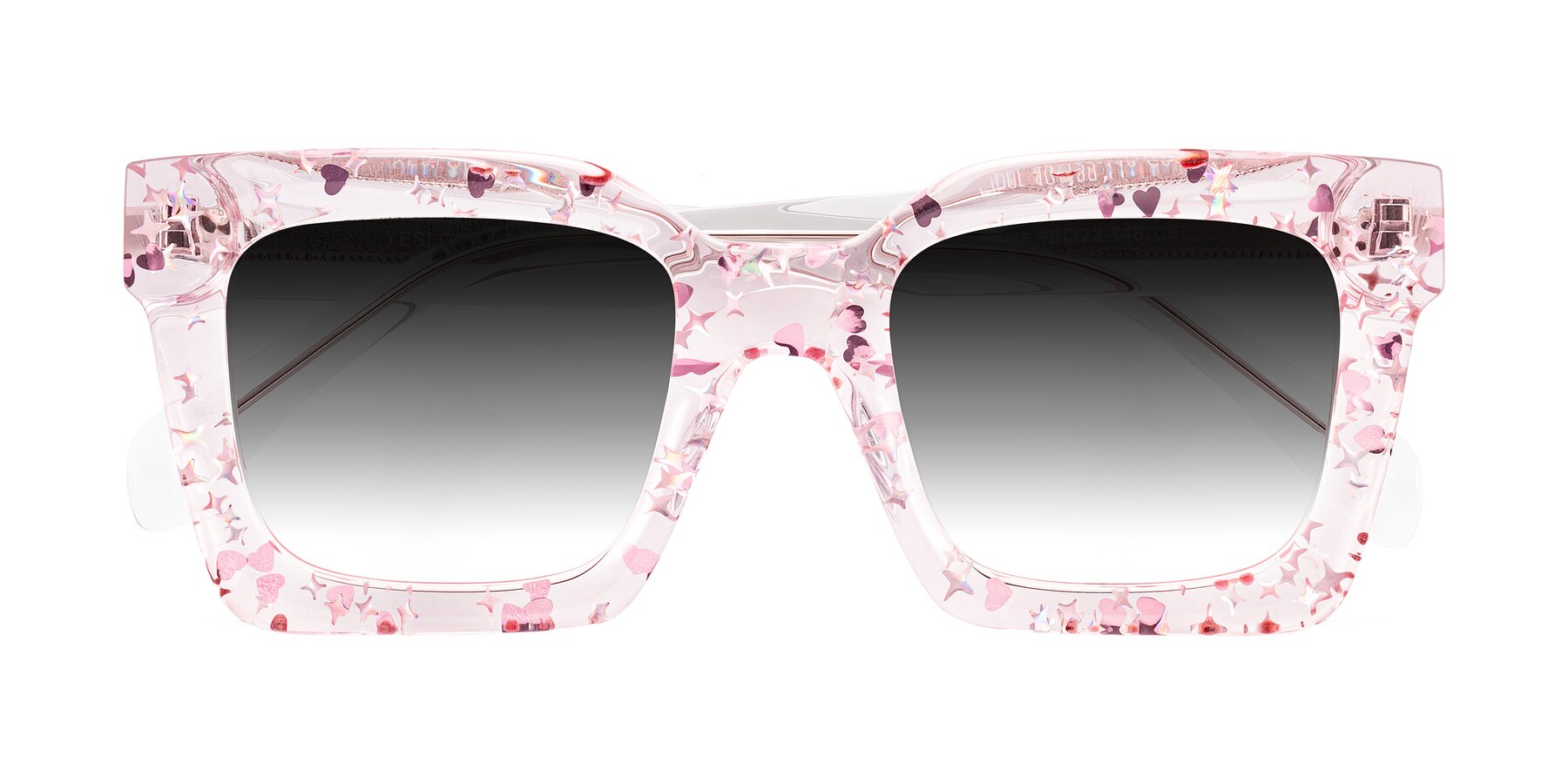 Folded Front of Piper in Sparkling Blush with Gray Gradient Lenses