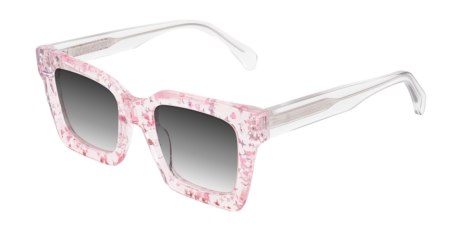 Angle of Piper in Sparkling Blush with Gray Gradient Lenses
