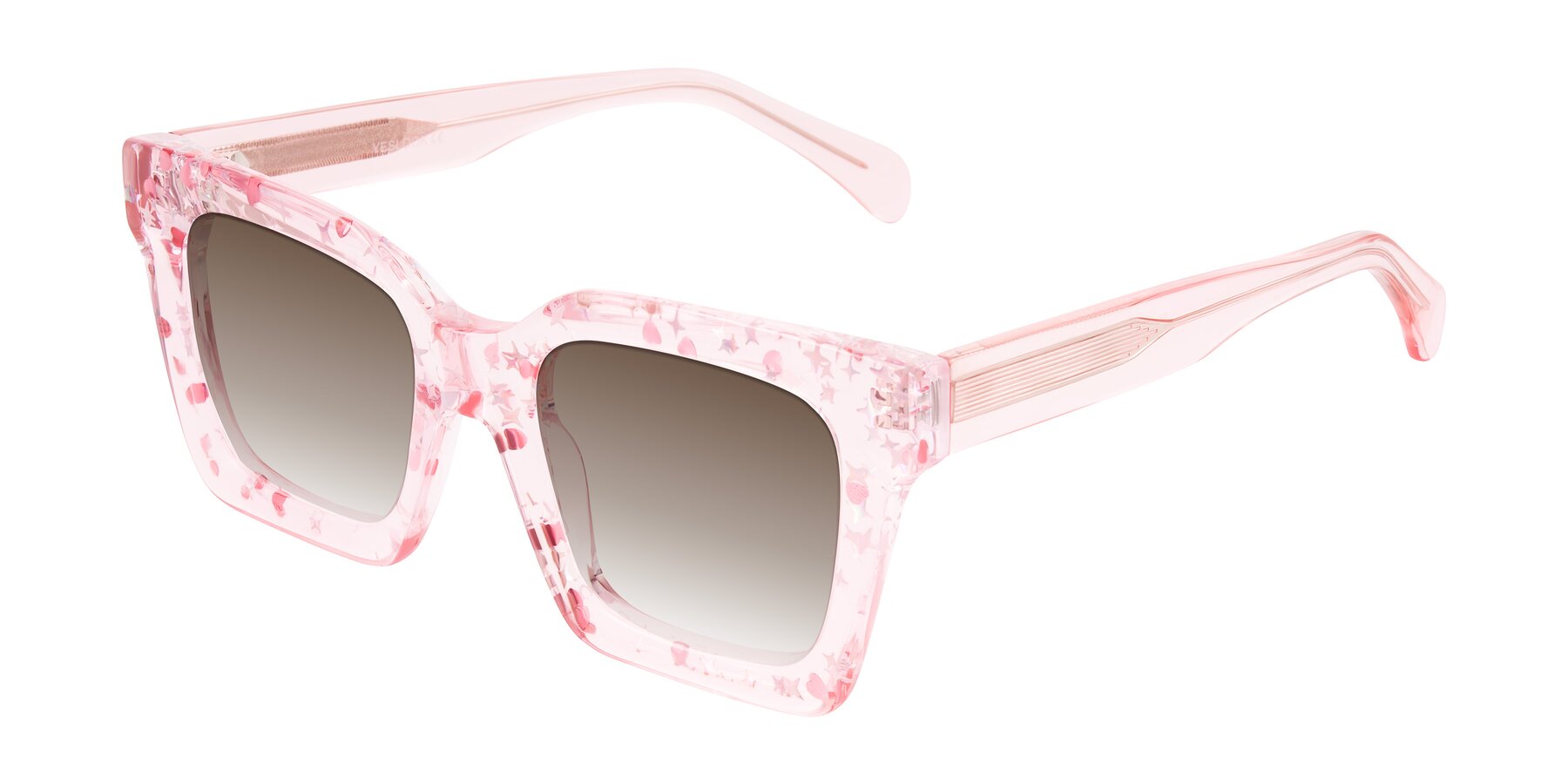 Angle of Piper in Sparkling Blush with Brown Gradient Lenses
