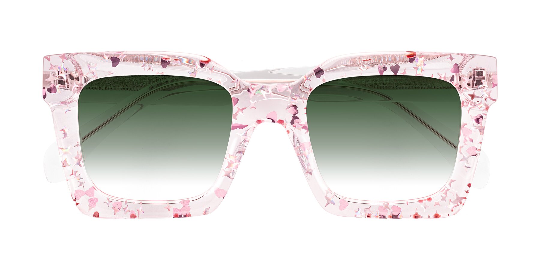 Folded Front of Piper in Sparkling Blush with Green Gradient Lenses