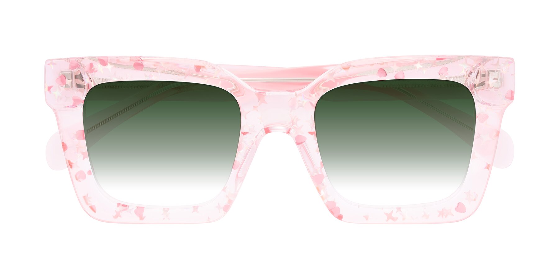 Folded Front of Piper in Sparkling Blush with Green Gradient Lenses