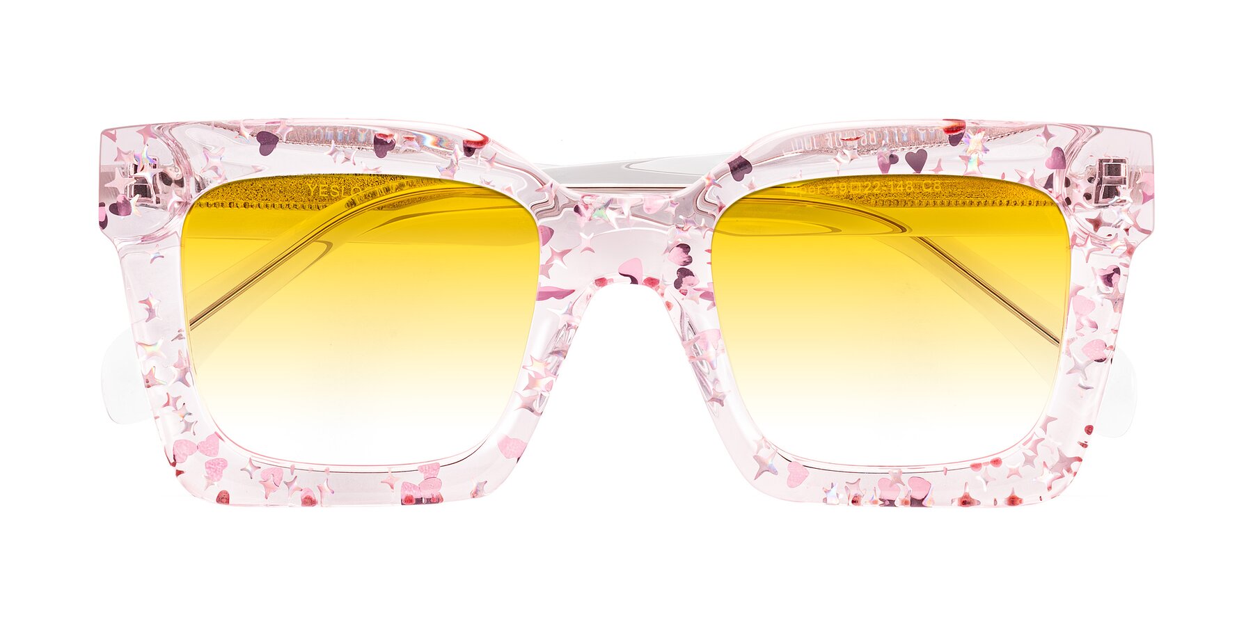 Folded Front of Piper in Sparkling Blush with Yellow Gradient Lenses