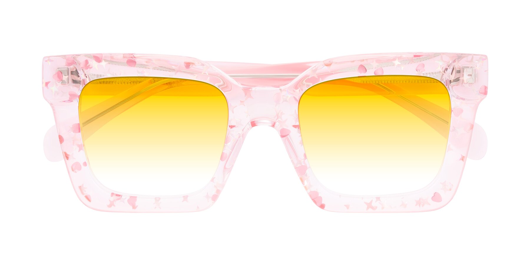 Folded Front of Piper in Sparkling Blush with Yellow Gradient Lenses