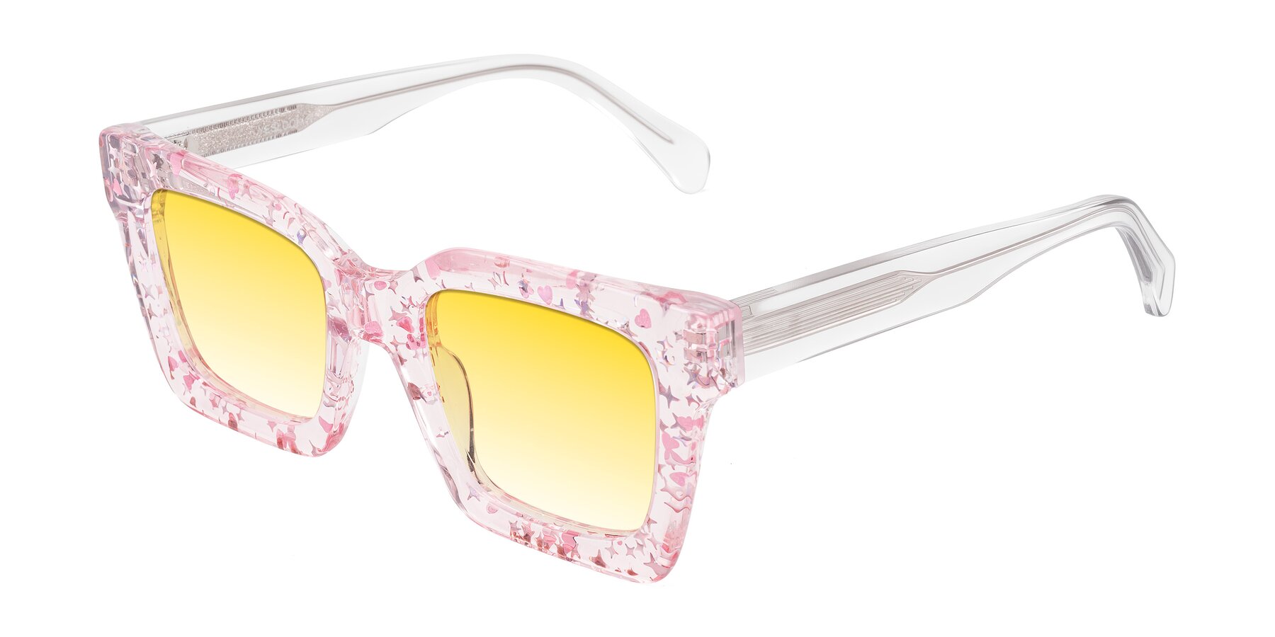Angle of Piper in Sparkling Blush with Yellow Gradient Lenses