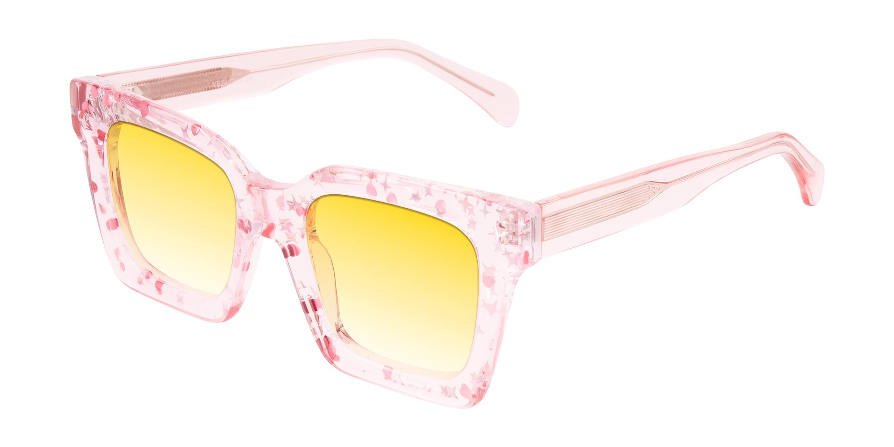 Angle of Piper in Sparkling Blush with Yellow Gradient Lenses