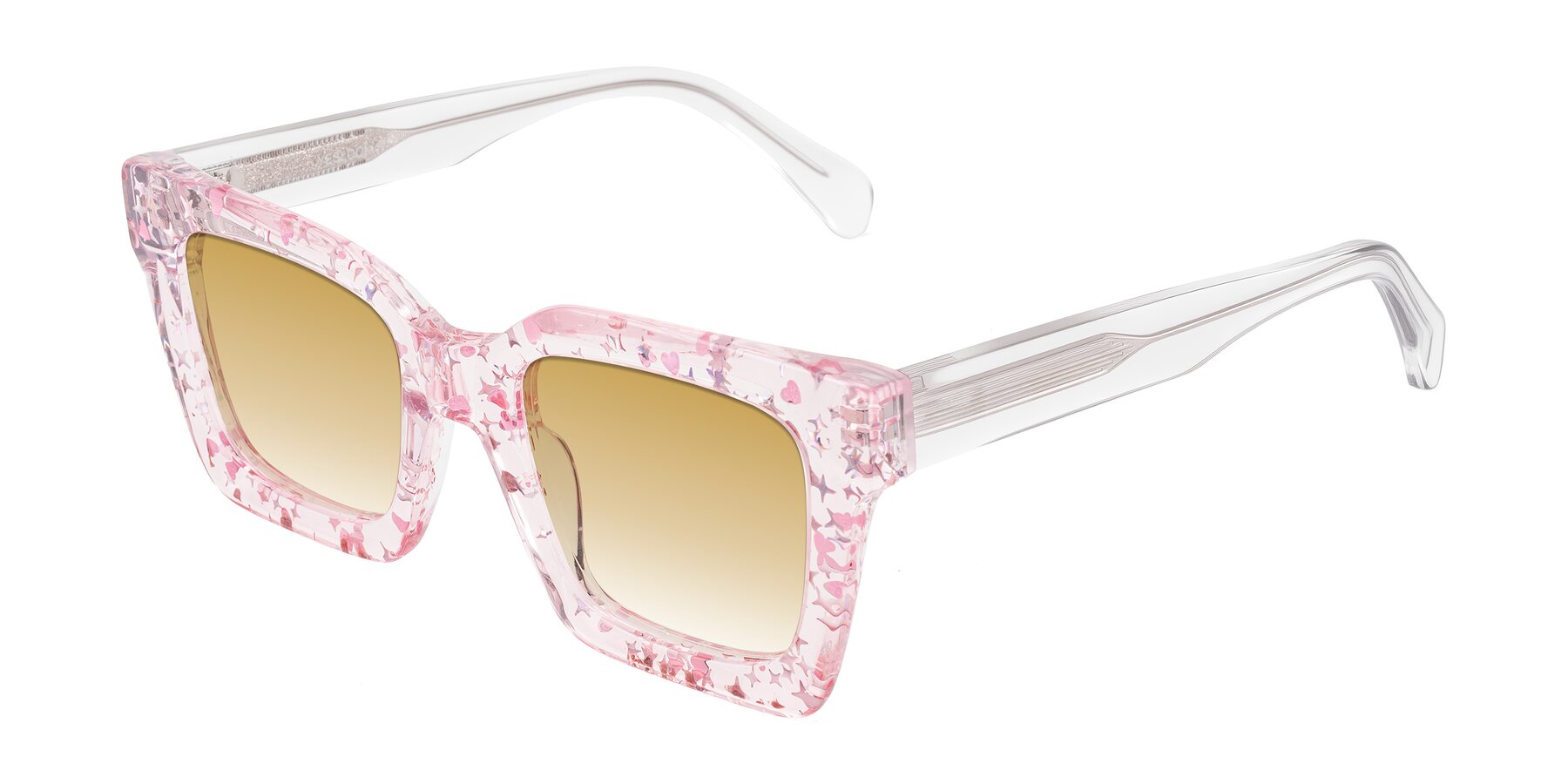 Angle of Piper in Sparkling Blush with Champagne Gradient Lenses