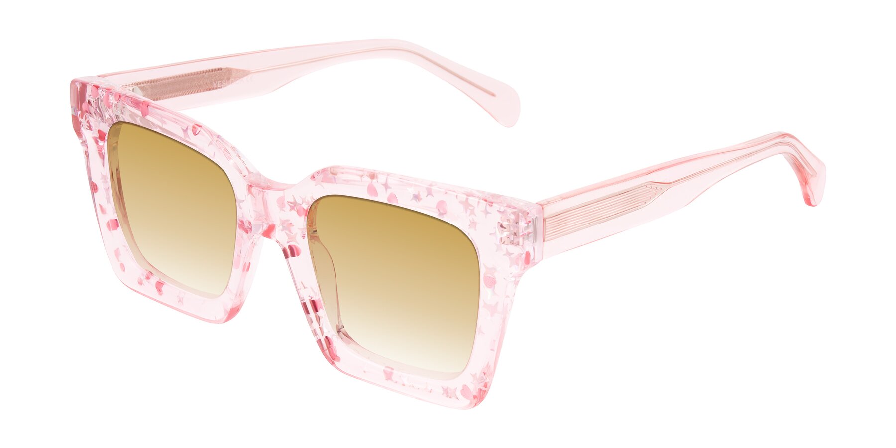 Angle of Piper in Sparkling Blush with Champagne Gradient Lenses