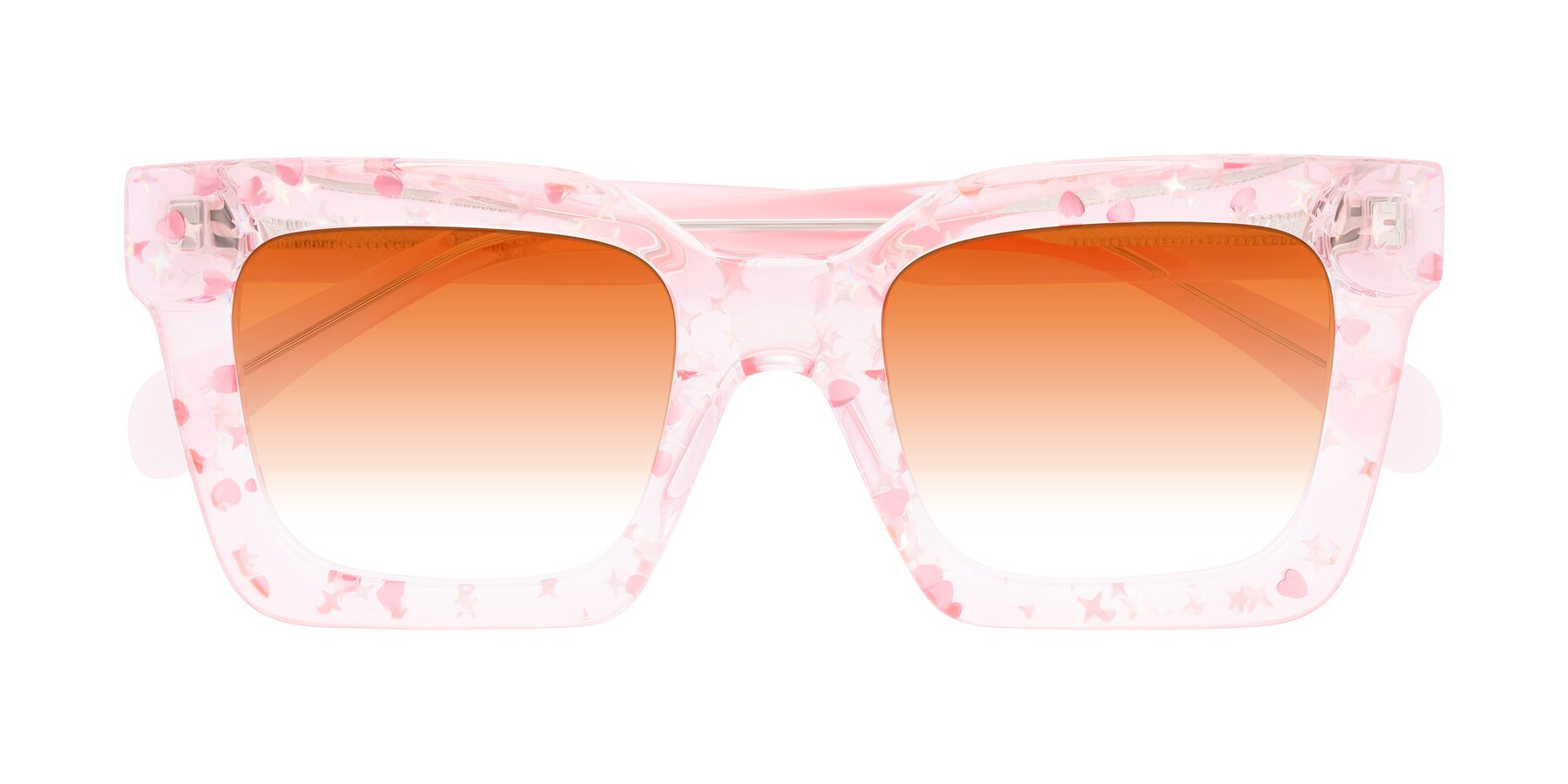 Folded Front of Piper in Sparkling Blush with Orange Gradient Lenses