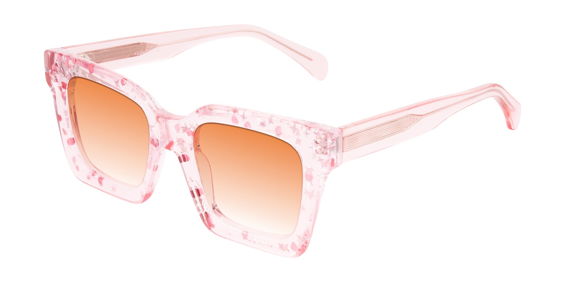 Angle of Piper in Sparkling Blush with Orange Gradient Lenses