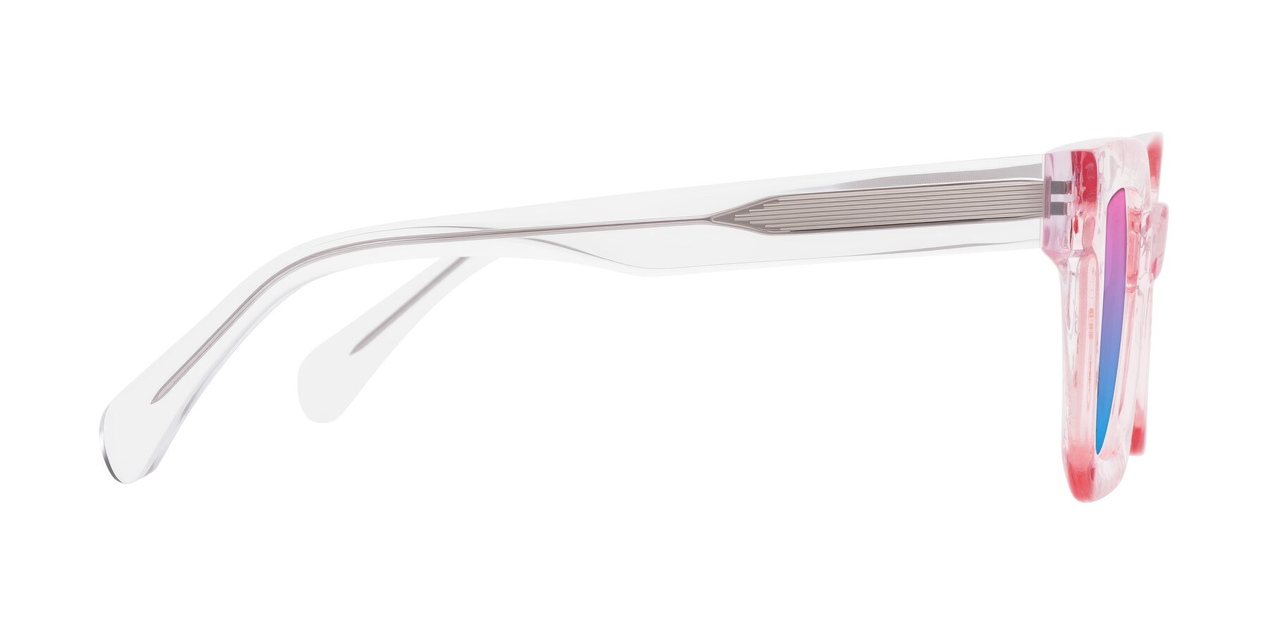 Side of Piper in Sparkling Blush with Pink / Blue Gradient Lenses