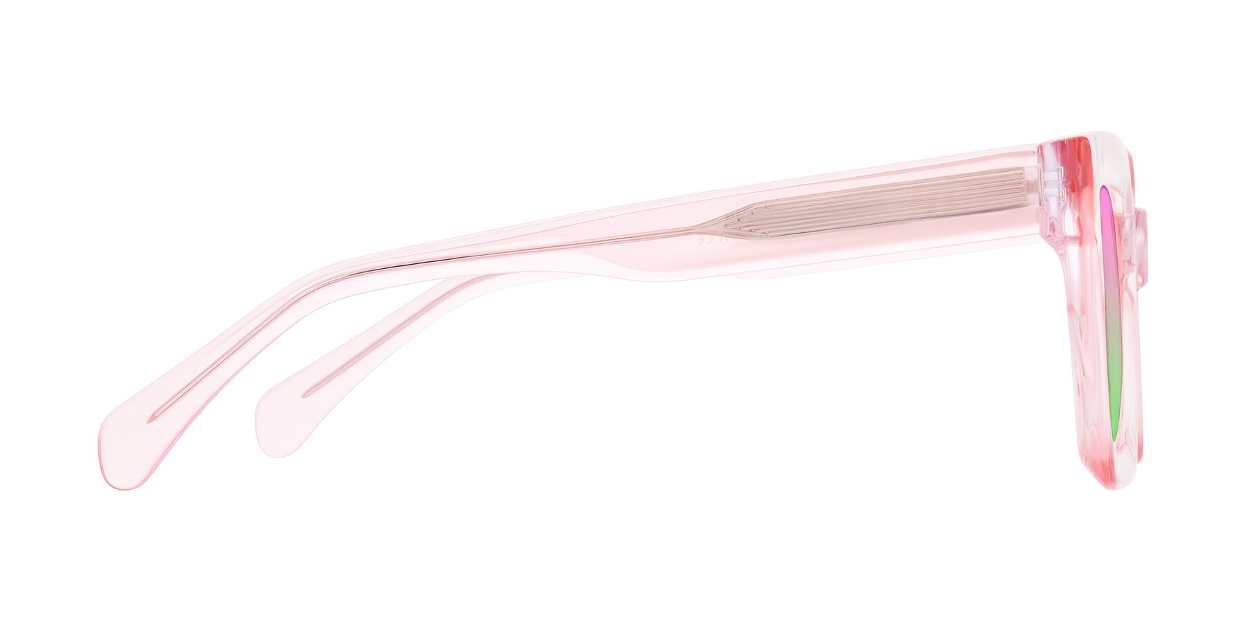 Side of Piper in Sparkling Blush with Pink / Green Gradient Lenses