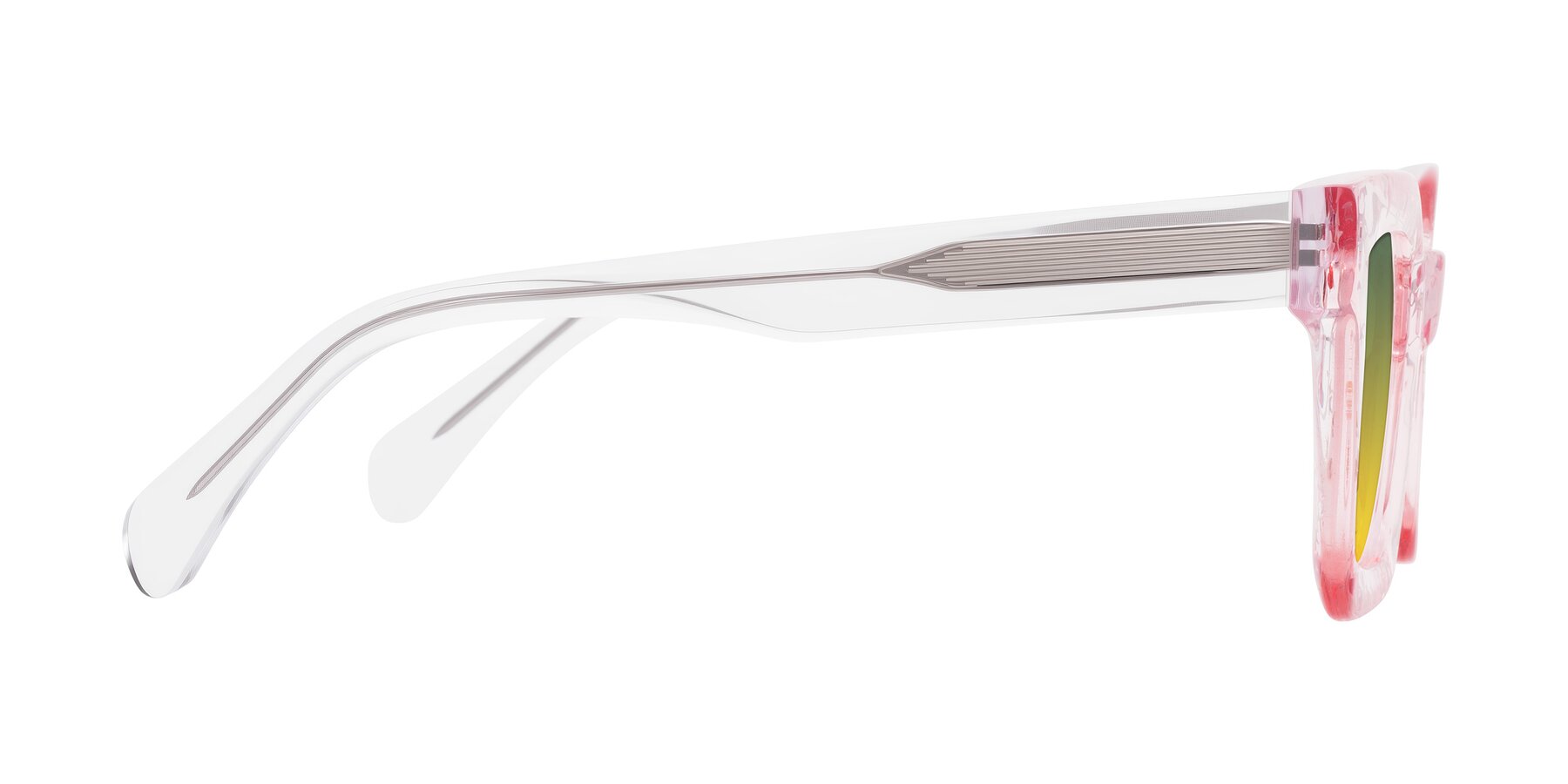 Side of Piper in Sparkling Blush with Green / Yellow Gradient Lenses