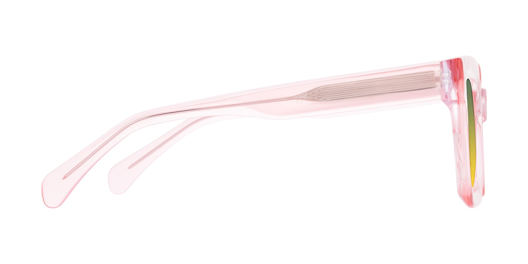 Side of Piper in Sparkling Blush with Green / Yellow Gradient Lenses