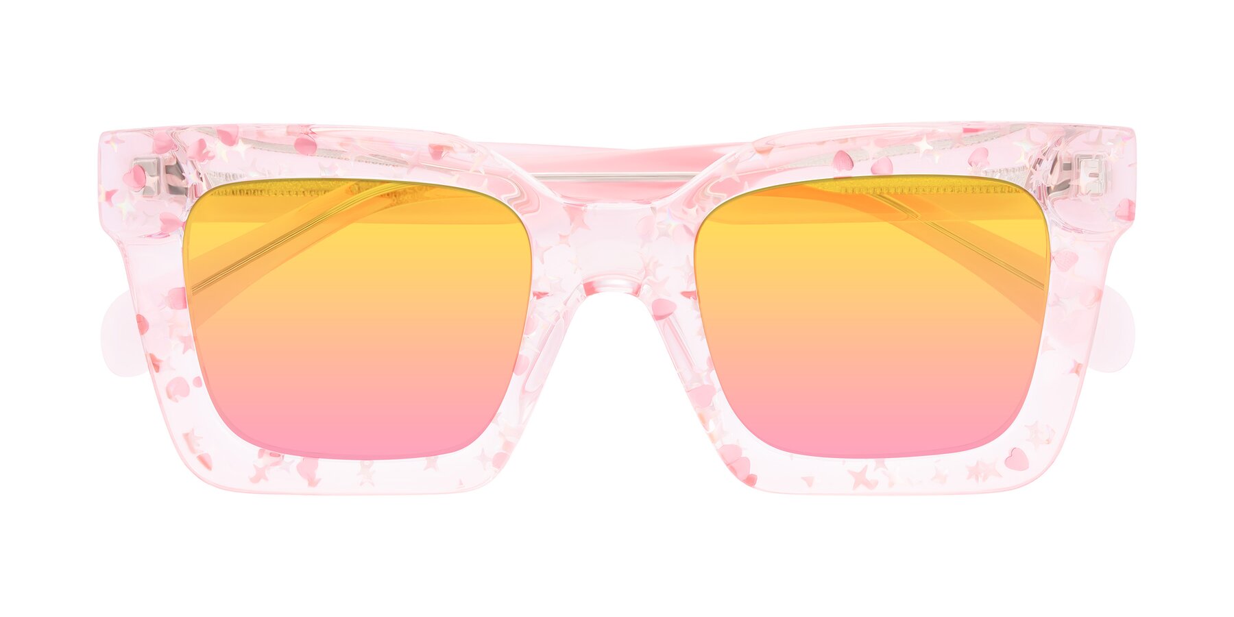 Folded Front of Piper in Sparkling Blush with Yellow / Pink Gradient Lenses