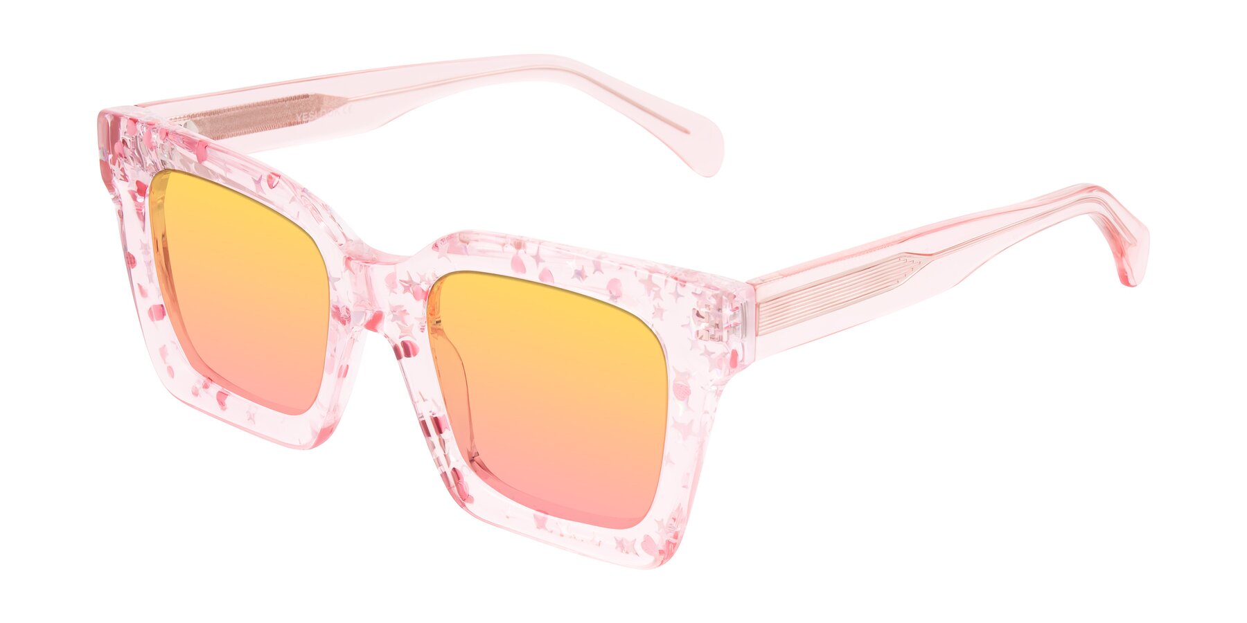 Angle of Piper in Sparkling Blush with Yellow / Pink Gradient Lenses