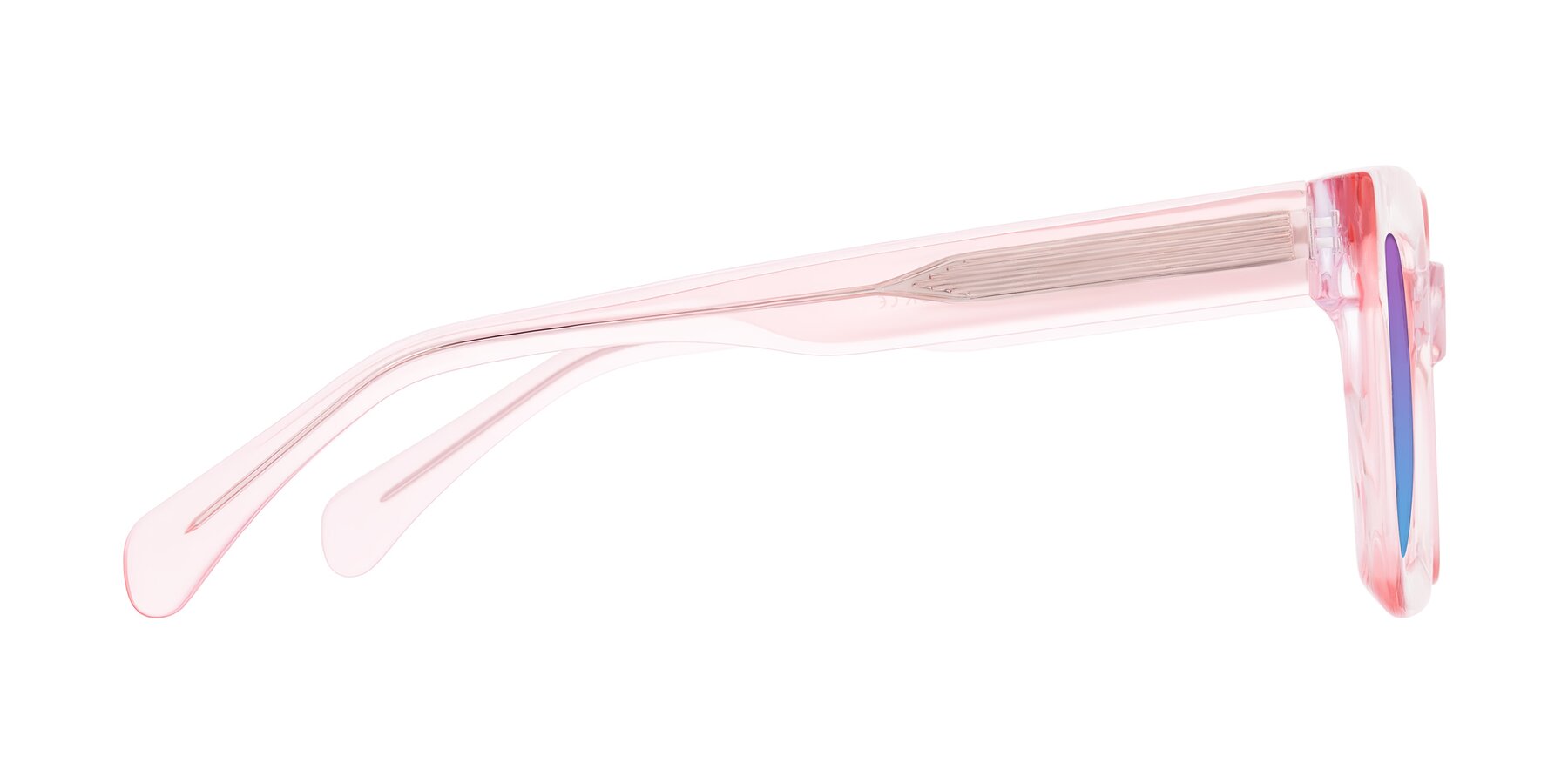 Side of Piper in Sparkling Blush with Purple / Blue Gradient Lenses
