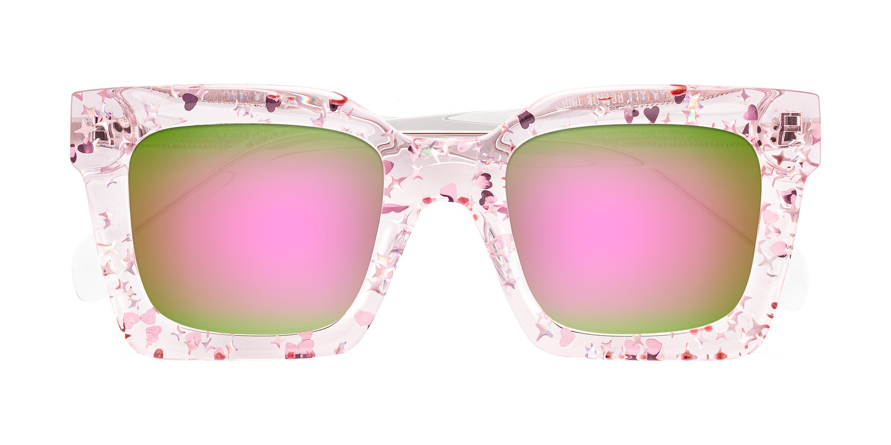 Folded Front of Piper in Sparkling Blush with Pink Mirrored Lenses