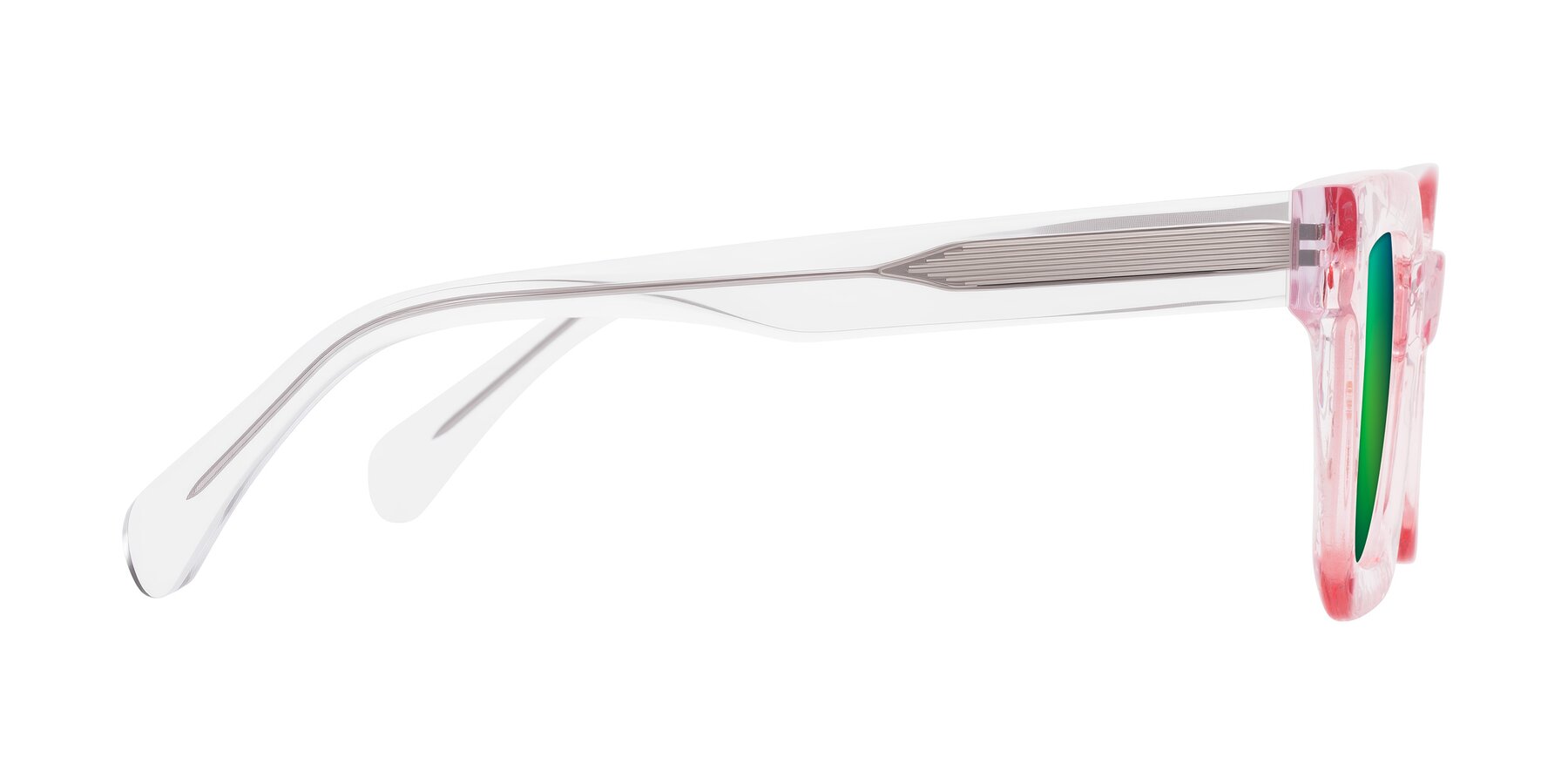 Side of Piper in Sparkling Blush with Green Mirrored Lenses