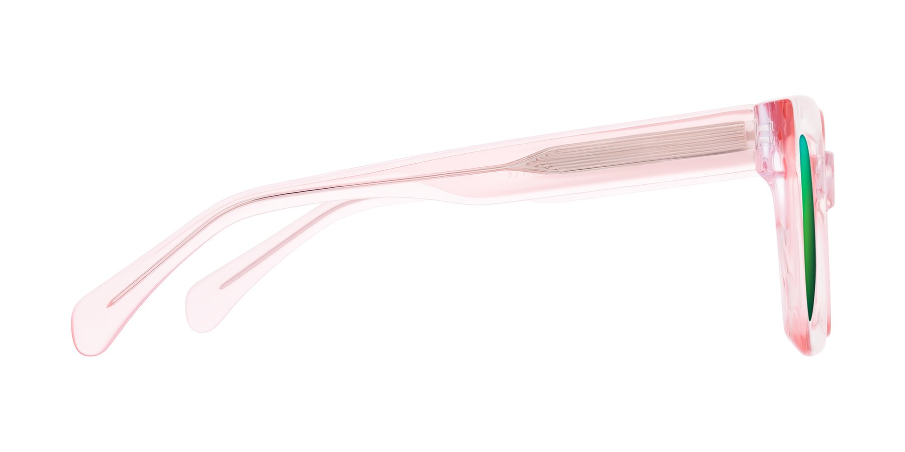 Side of Piper in Sparkling Blush with Green Mirrored Lenses