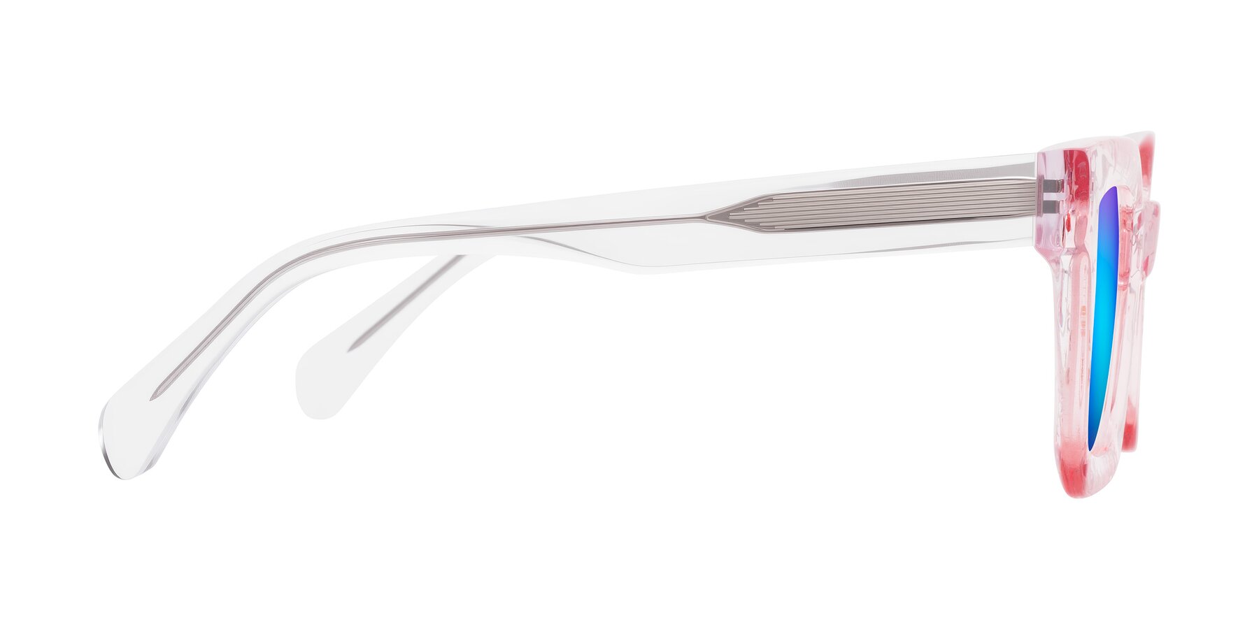 Side of Piper in Sparkling Blush with Blue Mirrored Lenses