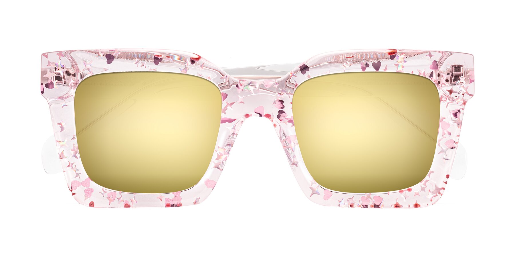 Folded Front of Piper in Sparkling Blush with Gold Mirrored Lenses