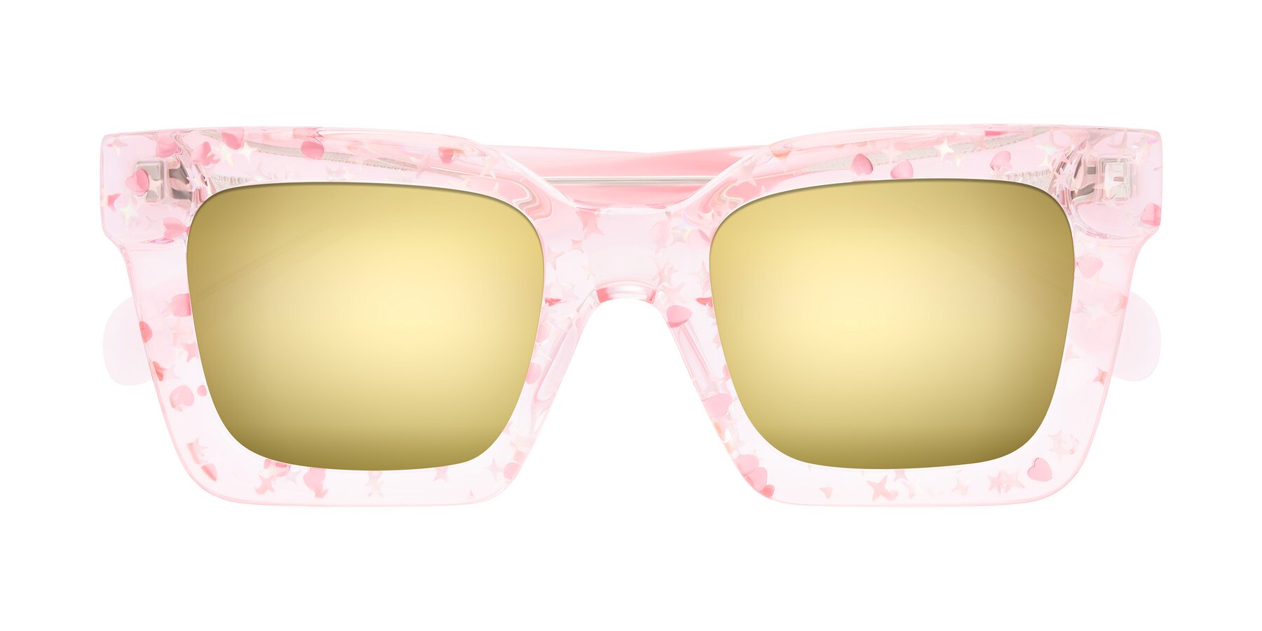 Folded Front of Piper in Sparkling Blush with Gold Mirrored Lenses