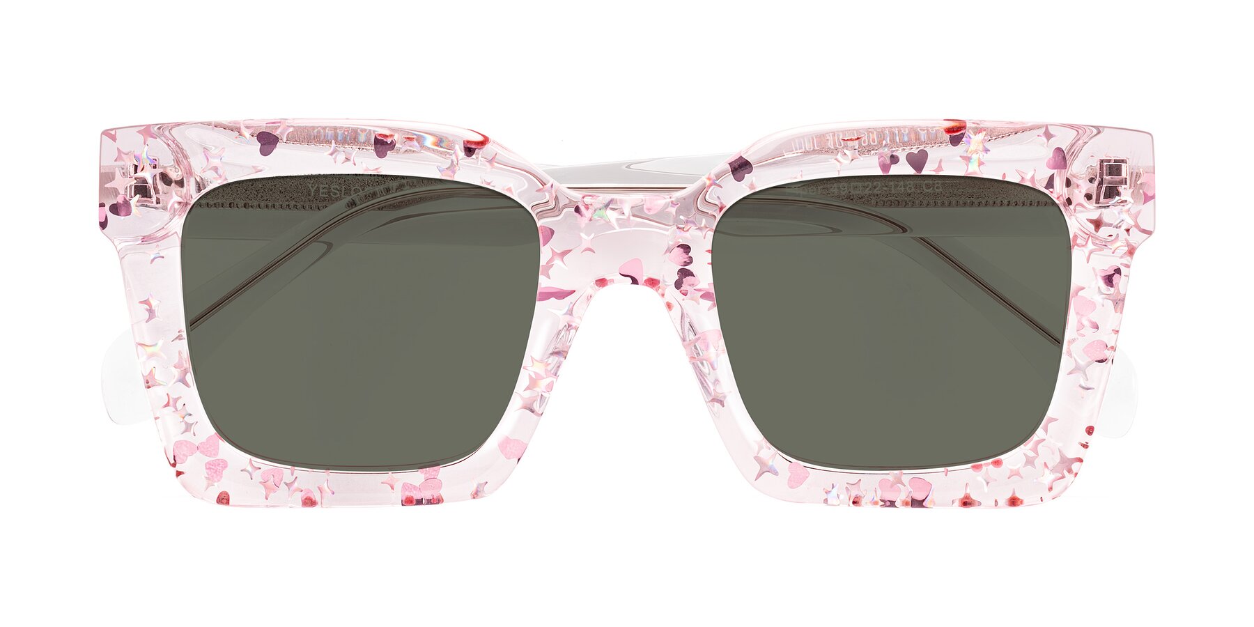 Folded Front of Piper in Sparkling Blush with Gray Polarized Lenses