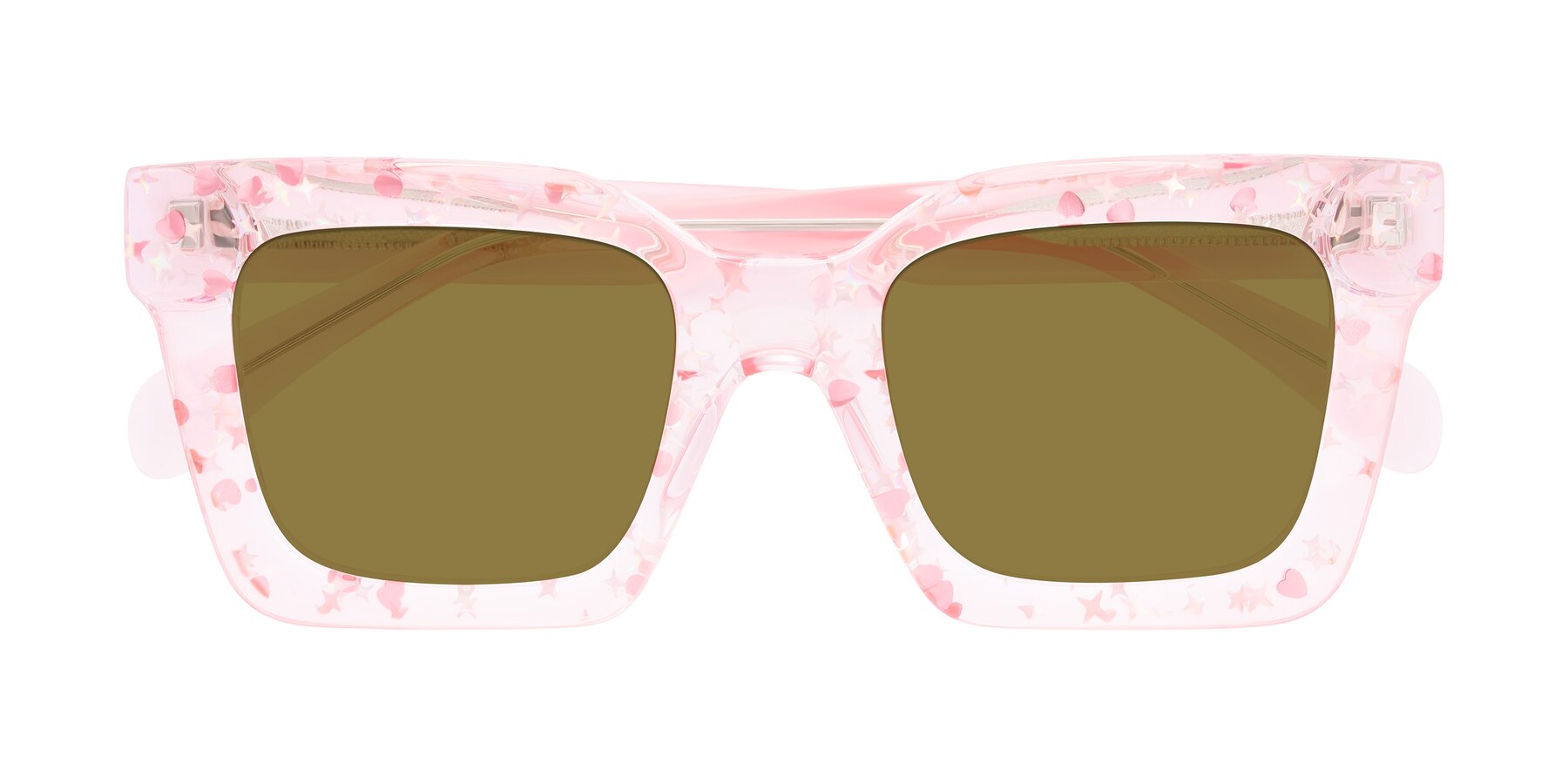 Folded Front of Piper in Sparkling Blush with Brown Polarized Lenses