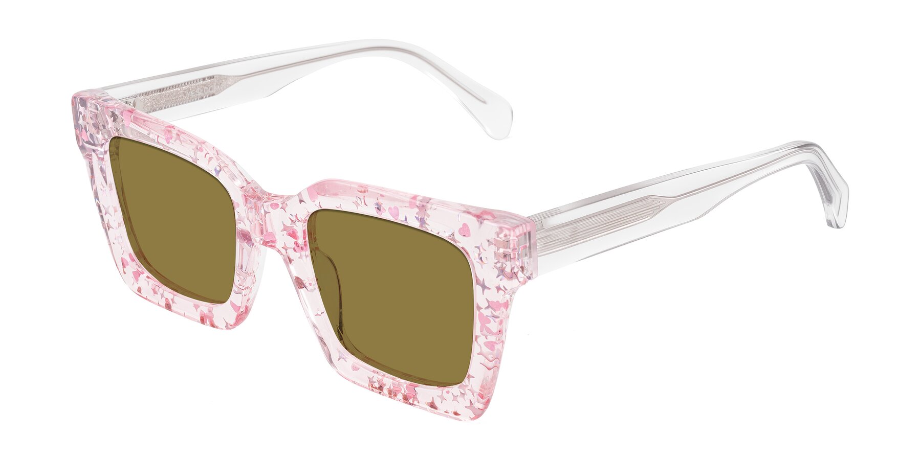 Angle of Piper in Sparkling Blush with Brown Polarized Lenses