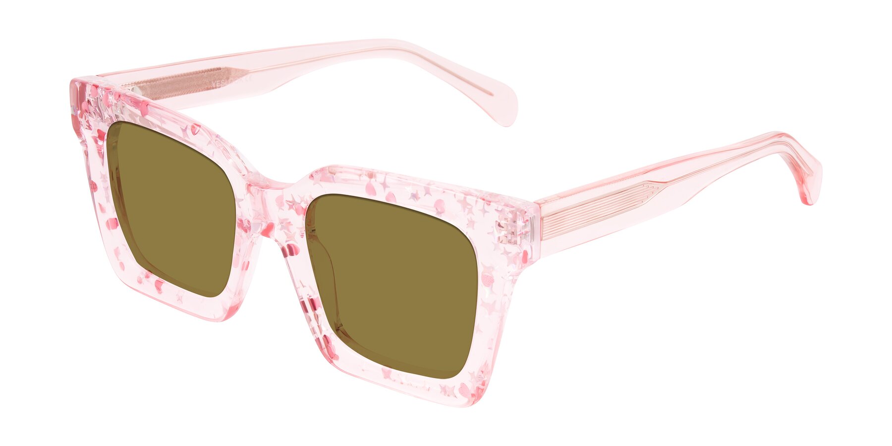Angle of Piper in Sparkling Blush with Brown Polarized Lenses