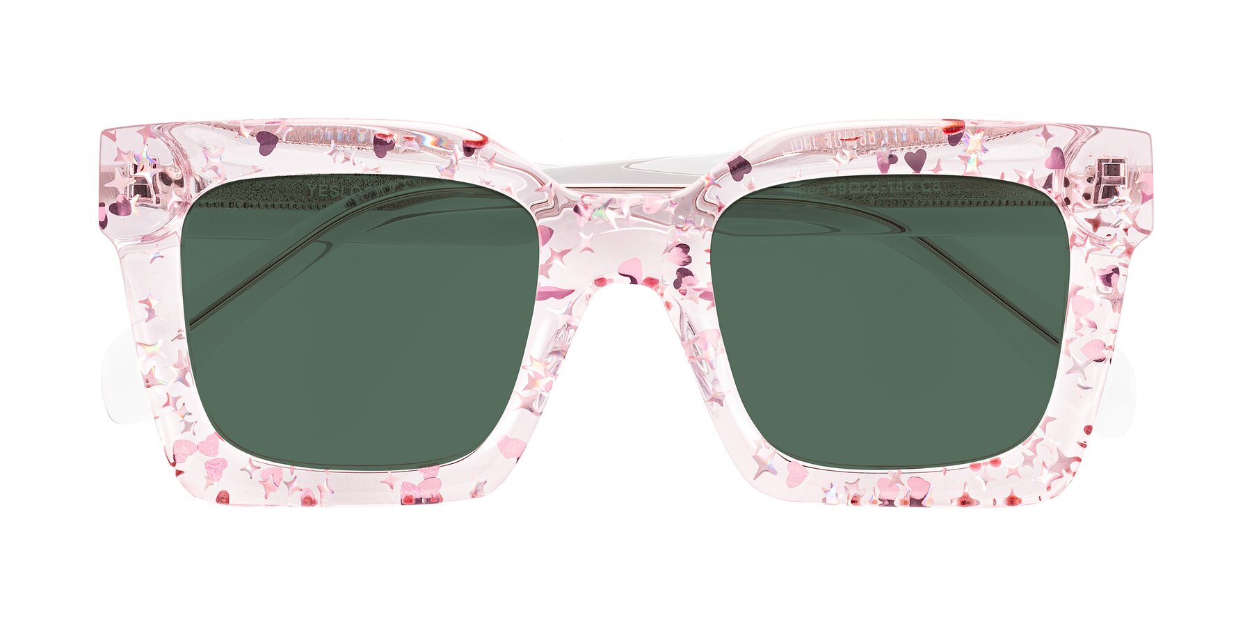Folded Front of Piper in Sparkling Blush with Green Polarized Lenses