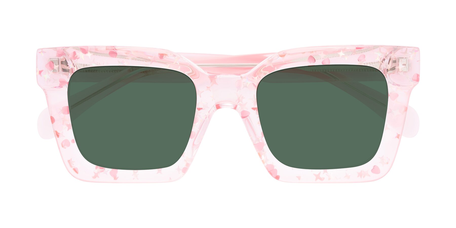 Folded Front of Piper in Sparkling Blush with Green Polarized Lenses