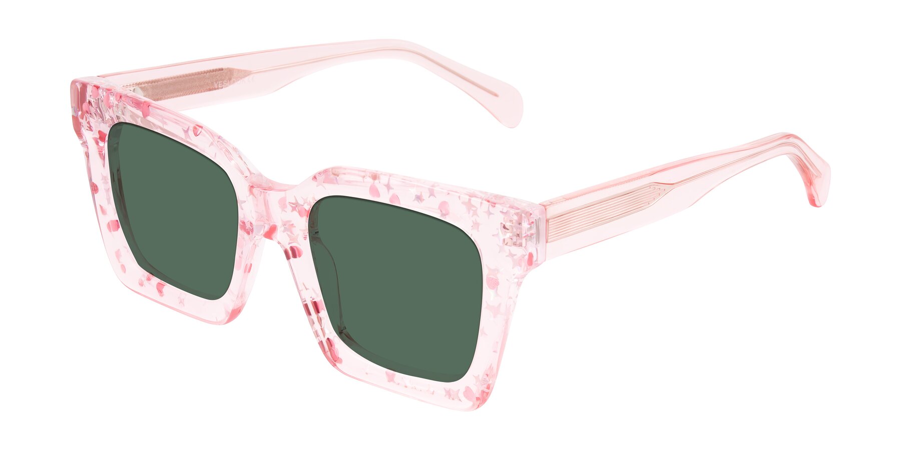 Angle of Piper in Sparkling Blush with Green Polarized Lenses