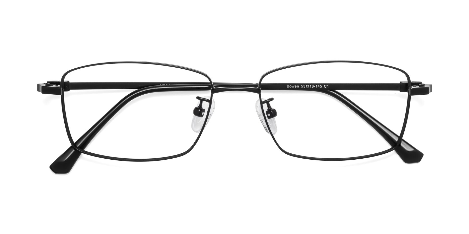 Folded Front of Bowen in Black with Clear Blue Light Blocking Lenses