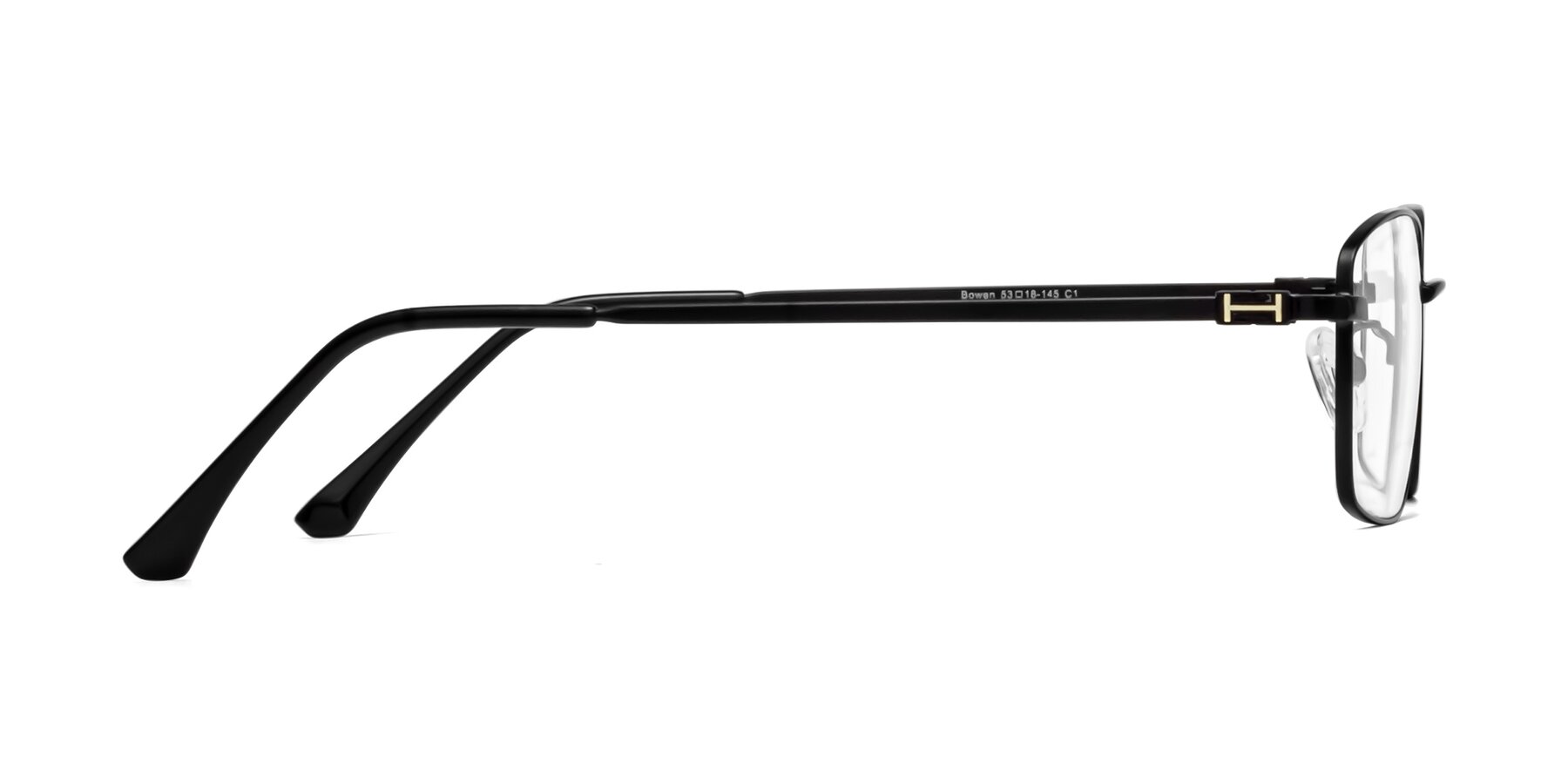 Side of Bowen in Black with Clear Eyeglass Lenses