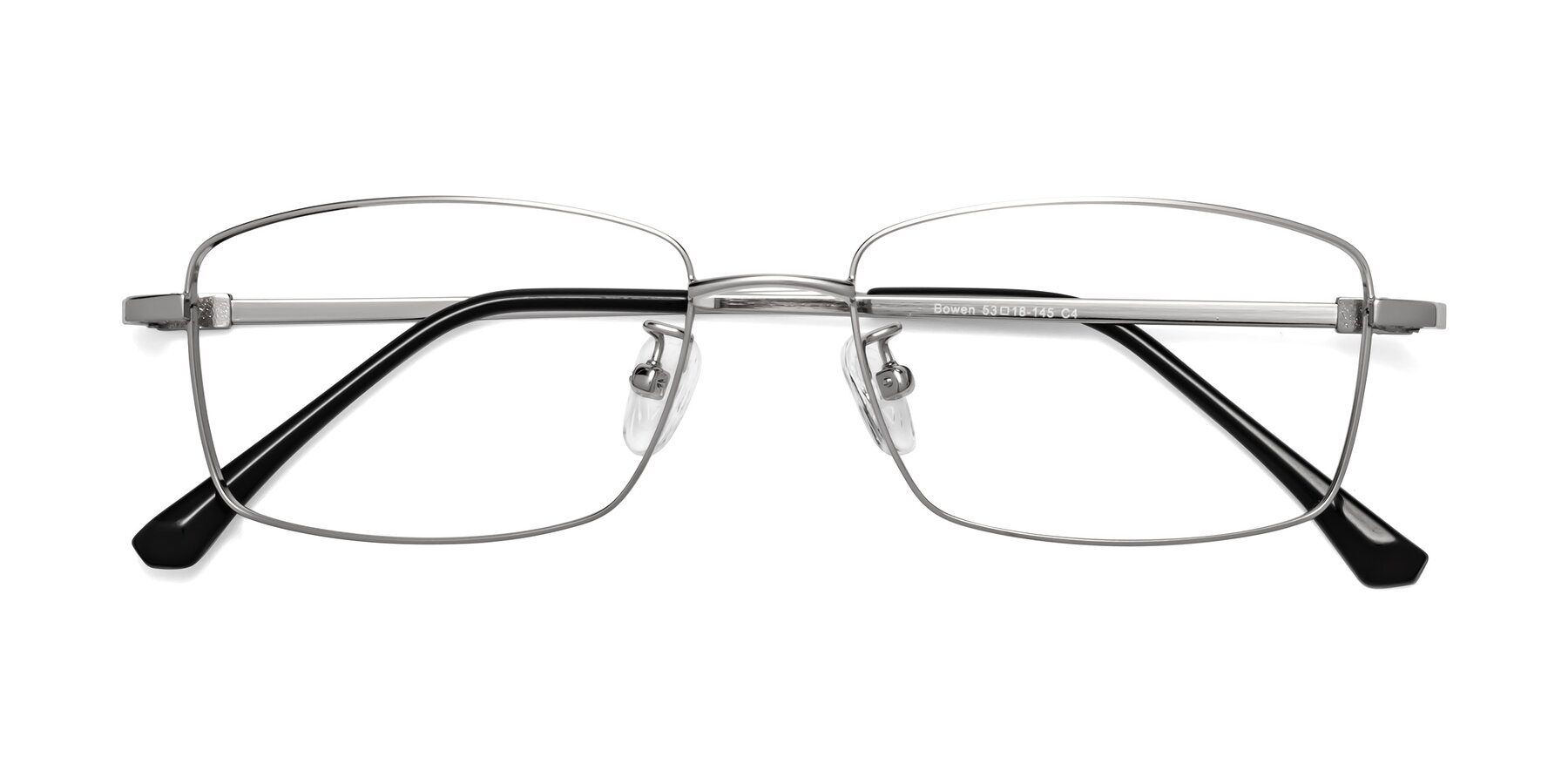 Folded Front of Bowen in Silver with Clear Blue Light Blocking Lenses