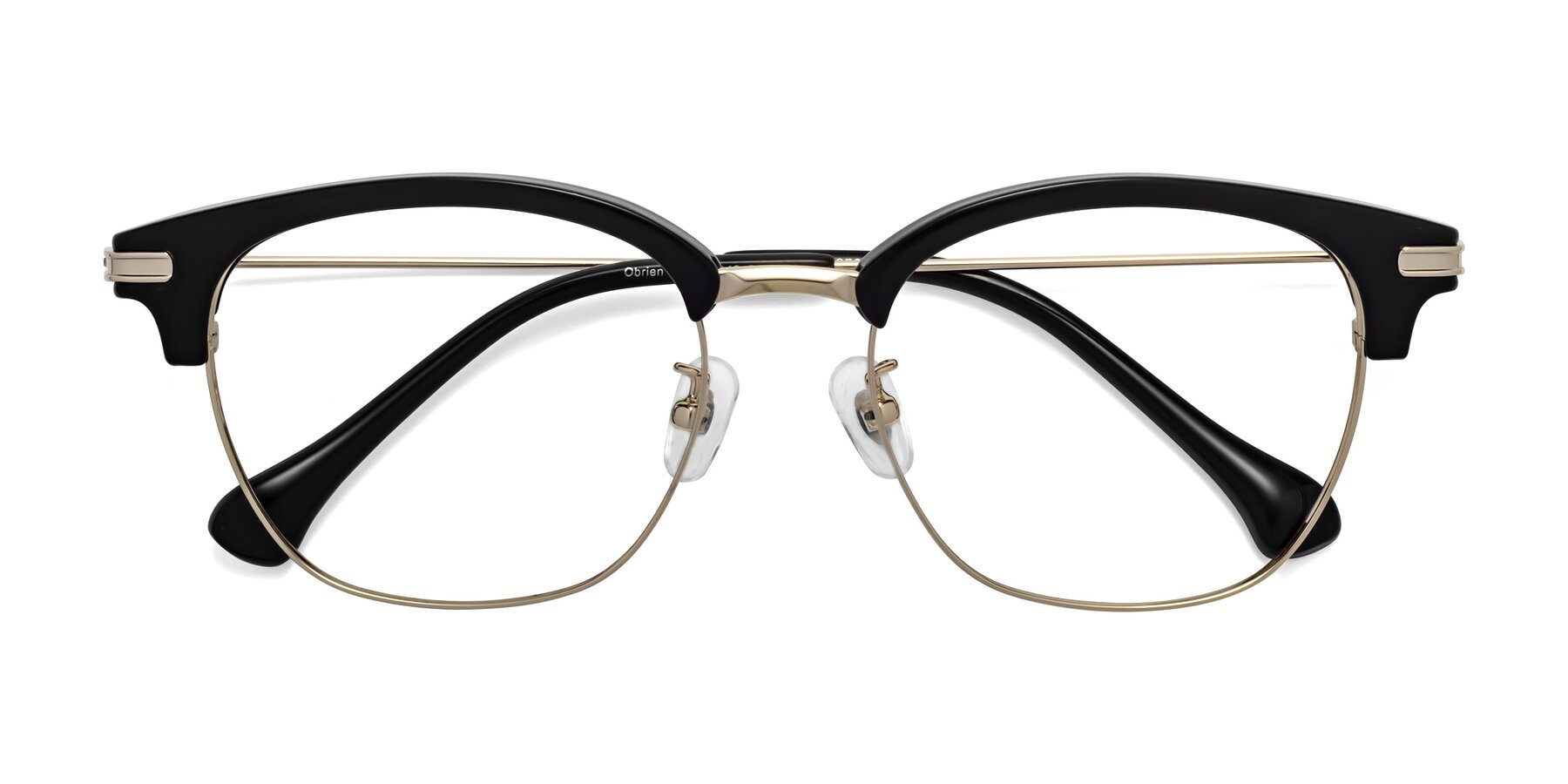 Folded Front of Obrien in Black-Gold with Clear Blue Light Blocking Lenses