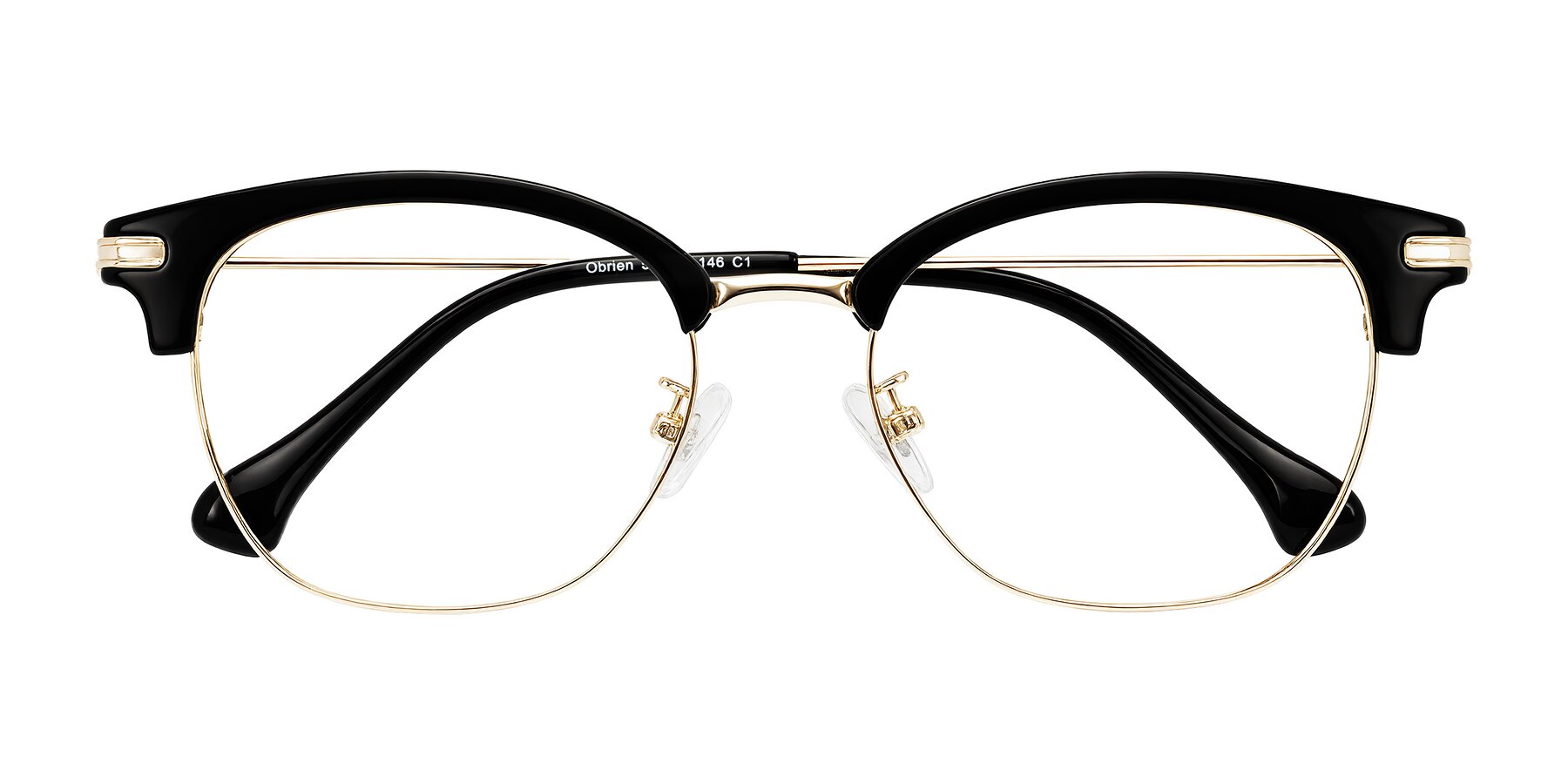 Folded Front of Obrien in Black/Gold with Clear Blue Light Blocking Lenses