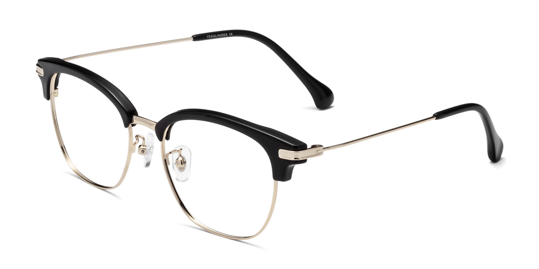 Angle of Obrien in Black-Gold with Clear Blue Light Blocking Lenses