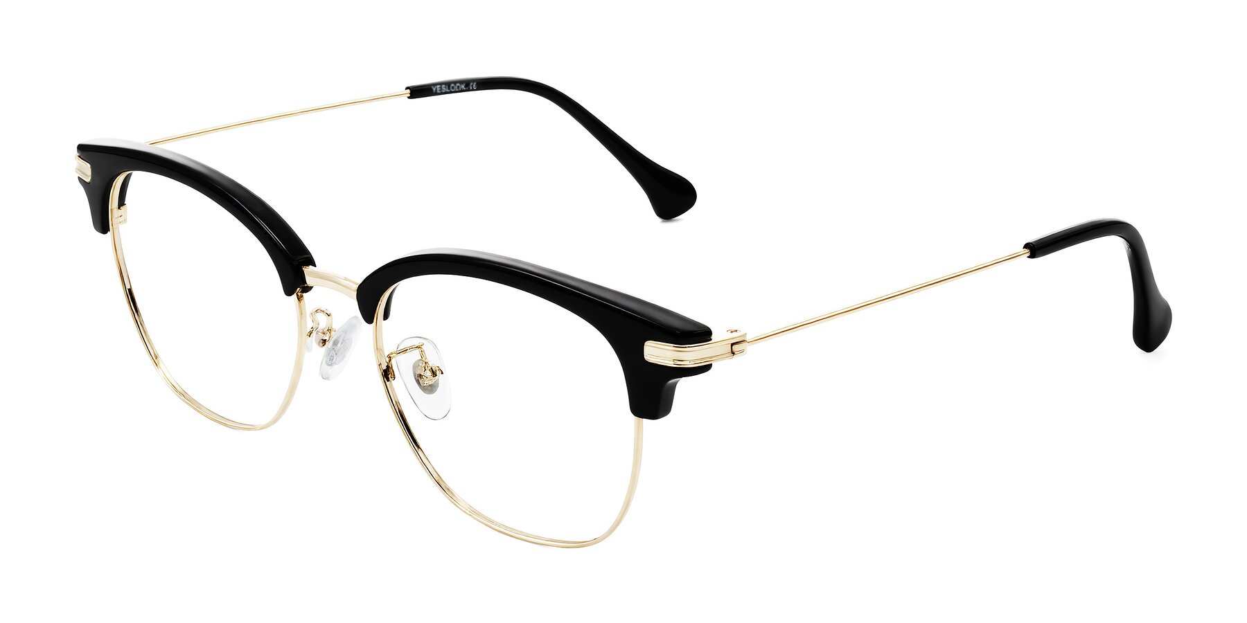 Angle of Obrien in Black/Gold with Clear Blue Light Blocking Lenses