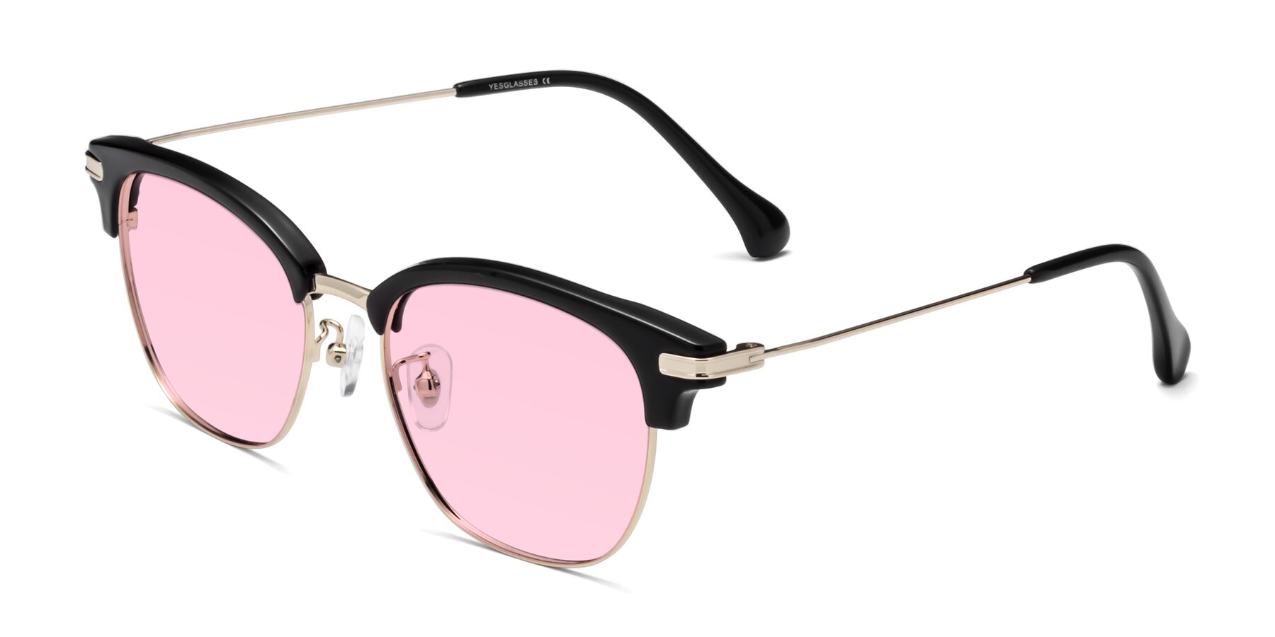 Angle of Obrien in Black-Gold with Light Pink Tinted Lenses