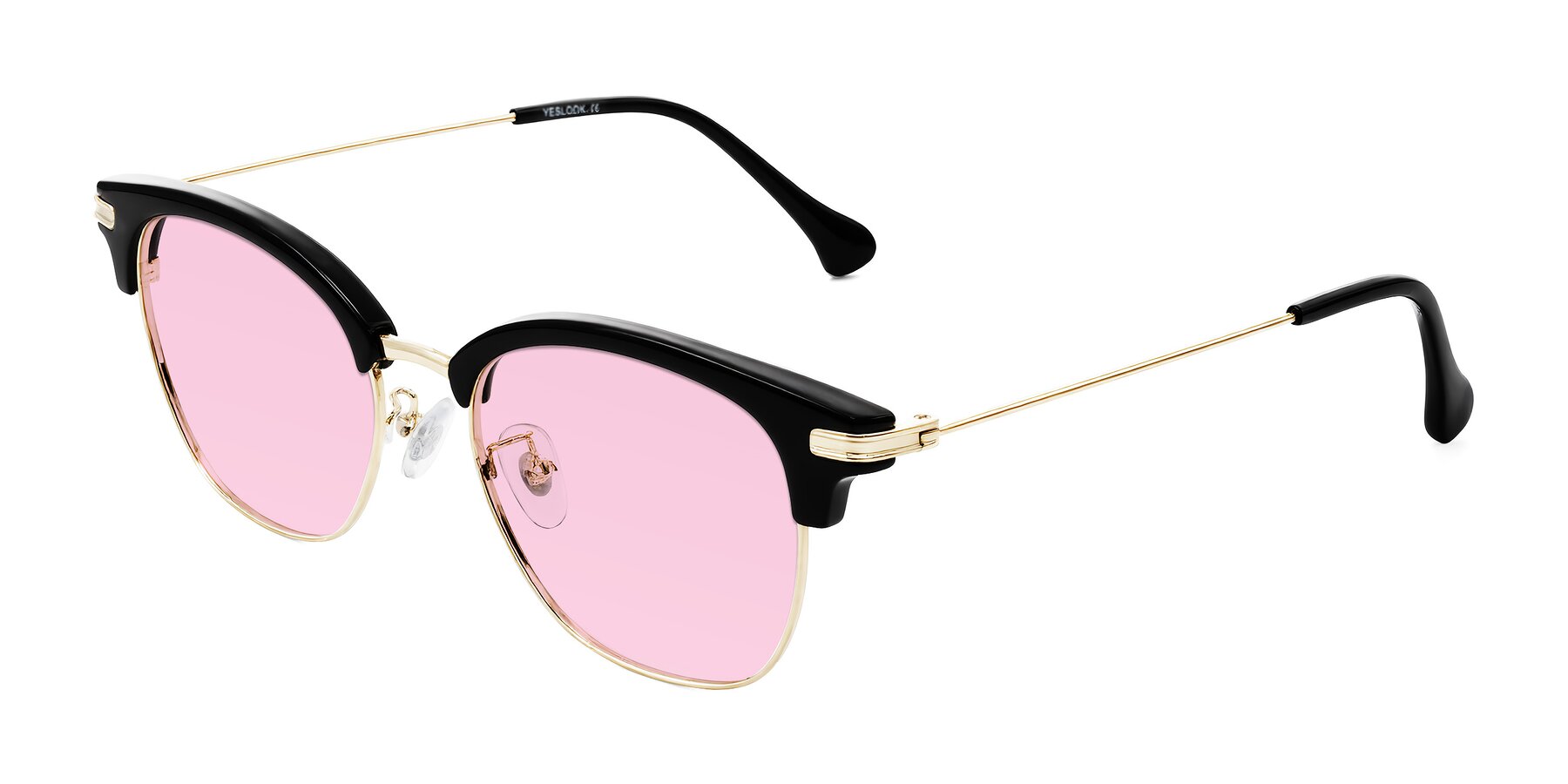 Angle of Obrien in Black/Gold with Light Pink Tinted Lenses