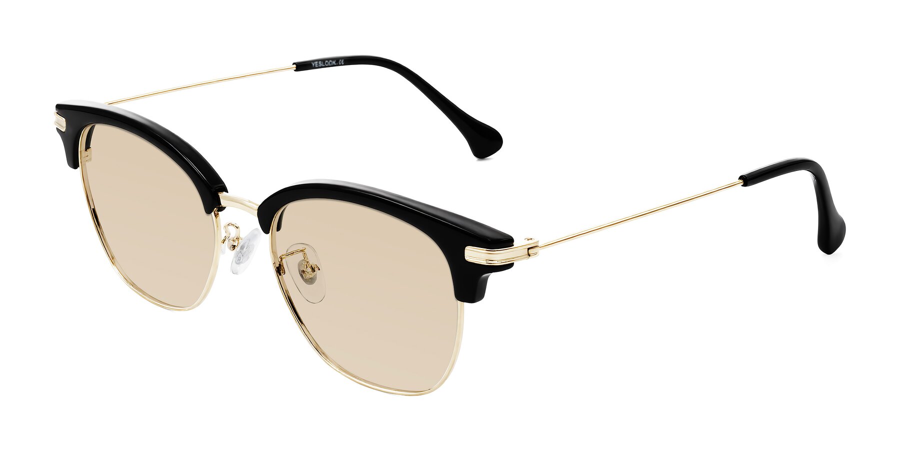 Angle of Obrien in Black/Gold with Light Brown Tinted Lenses